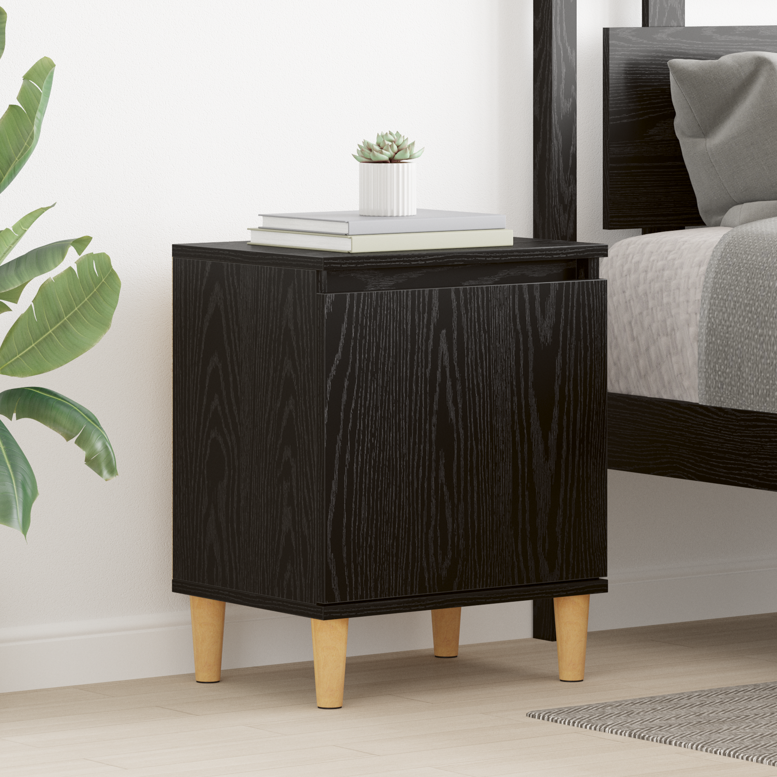 Black Oak Nightstand Black oak Engineered wood 40 x 30 x 50 cm