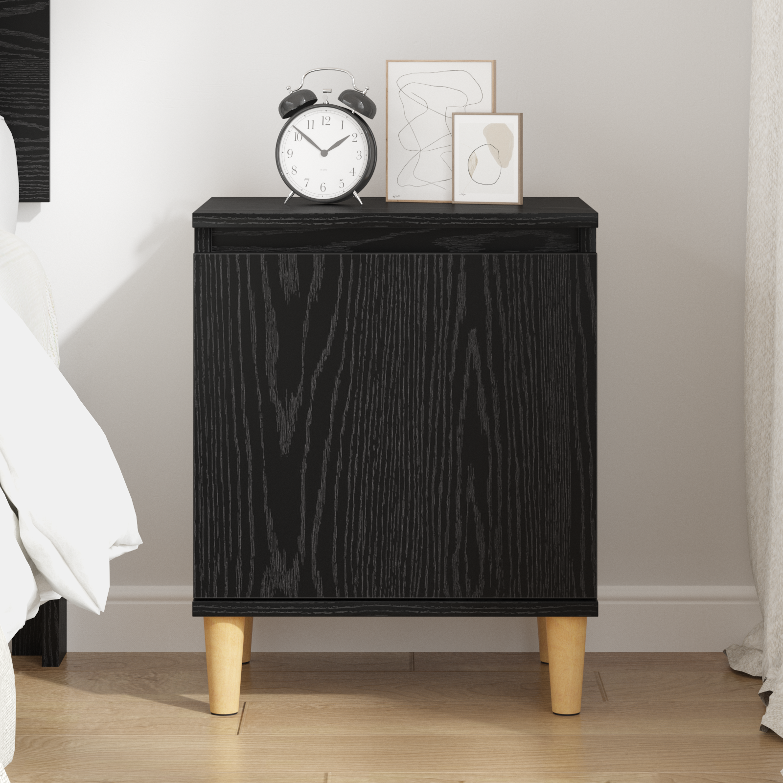 Black Oak Nightstand Black oak Engineered wood 40 x 30 x 50 cm - Image 4