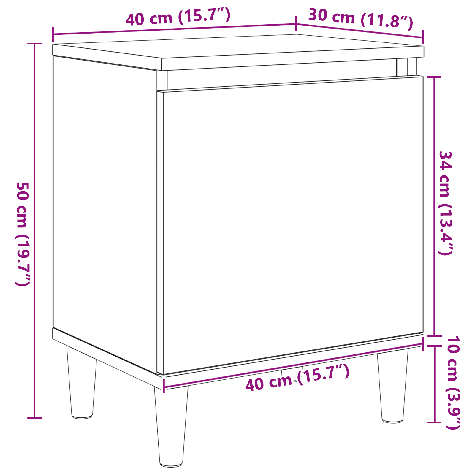 Nočna omarica Črna Orehovina 40 x 30 x 50 cm Konstruiran les - slika 12
