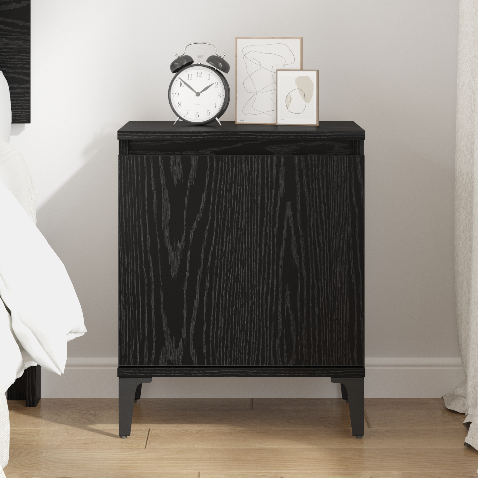 Black Oak Nightstand Black oak Engineered wood 40 x 30 x 50 cm - Image 4