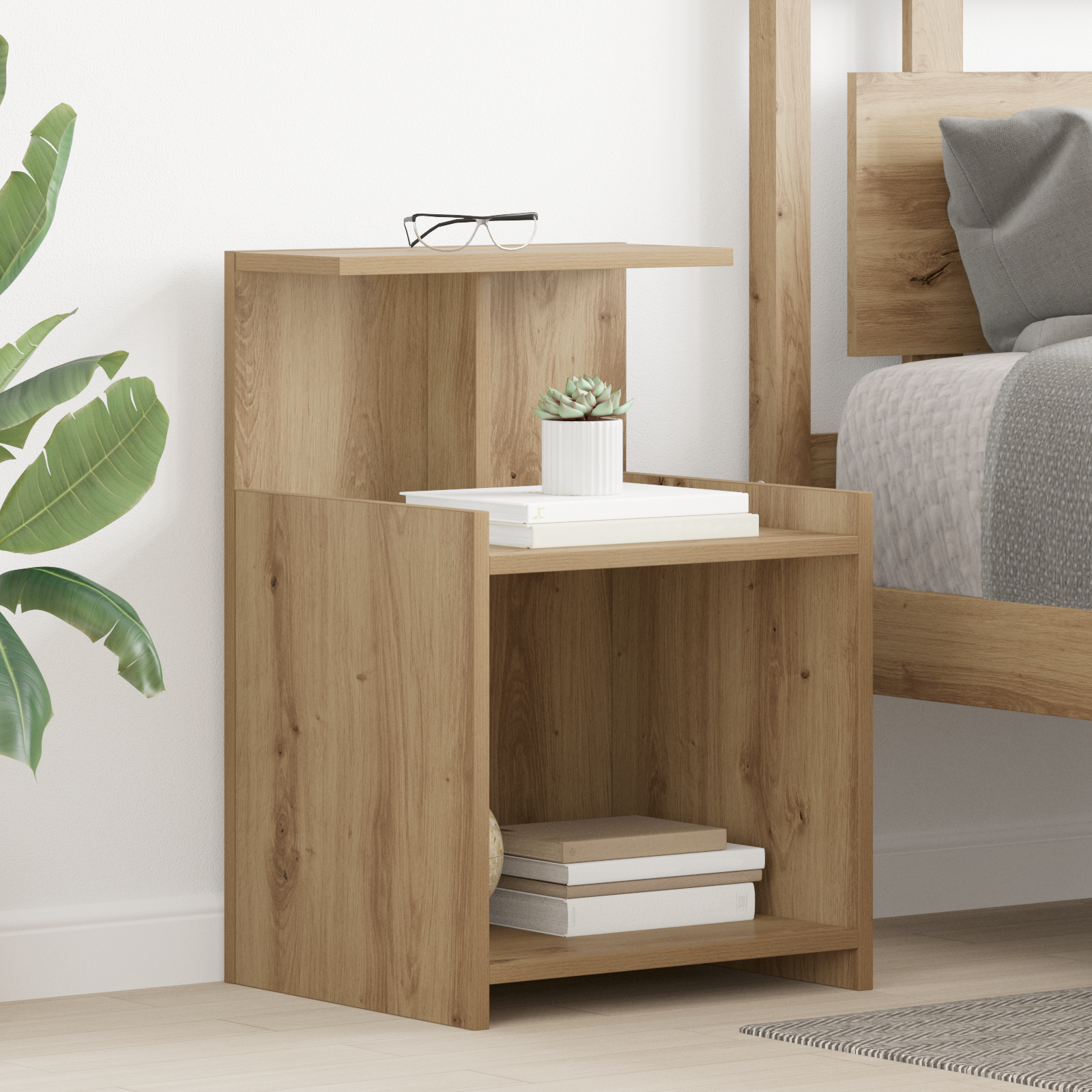 Bed Cabinet Artisan Oak 40x35x60 cm Engineered Wood - Image 4