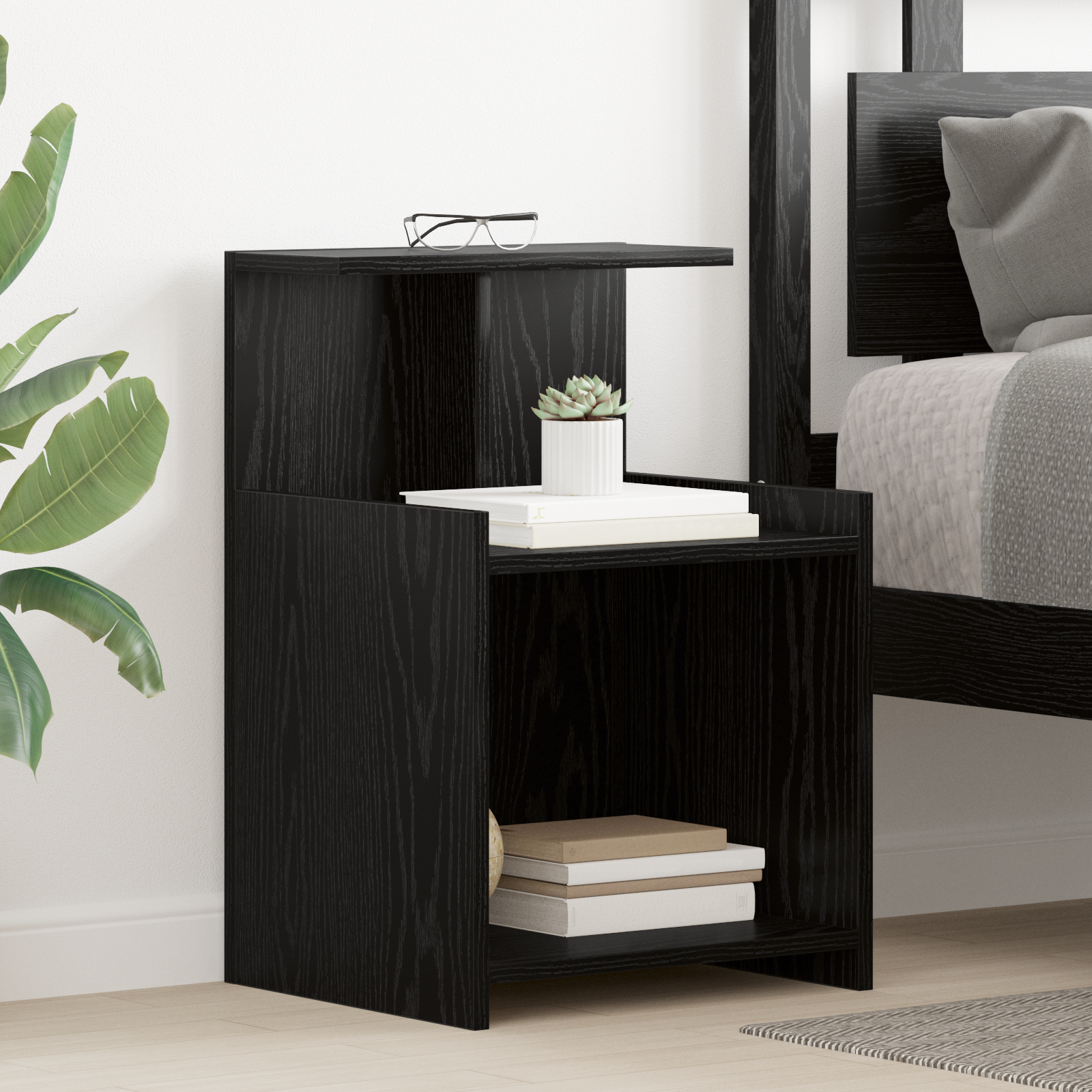 Bed Cabinets 2 pcs Black Oak 40x35x60 cm Engineered Wood - Image 4