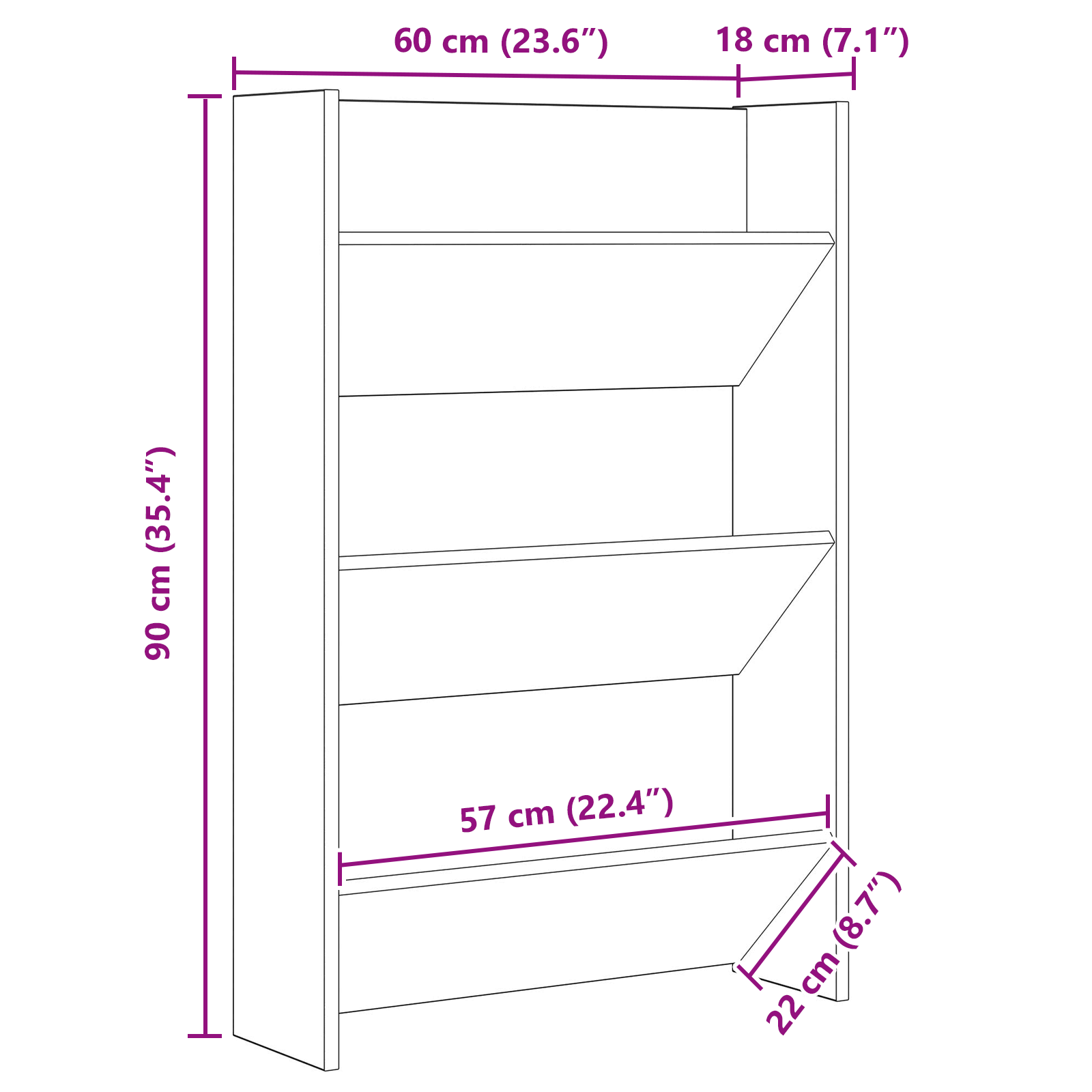 Schoenenkast 2 st 60 x 18 x 90 cm Bewerkt hout Oudhout