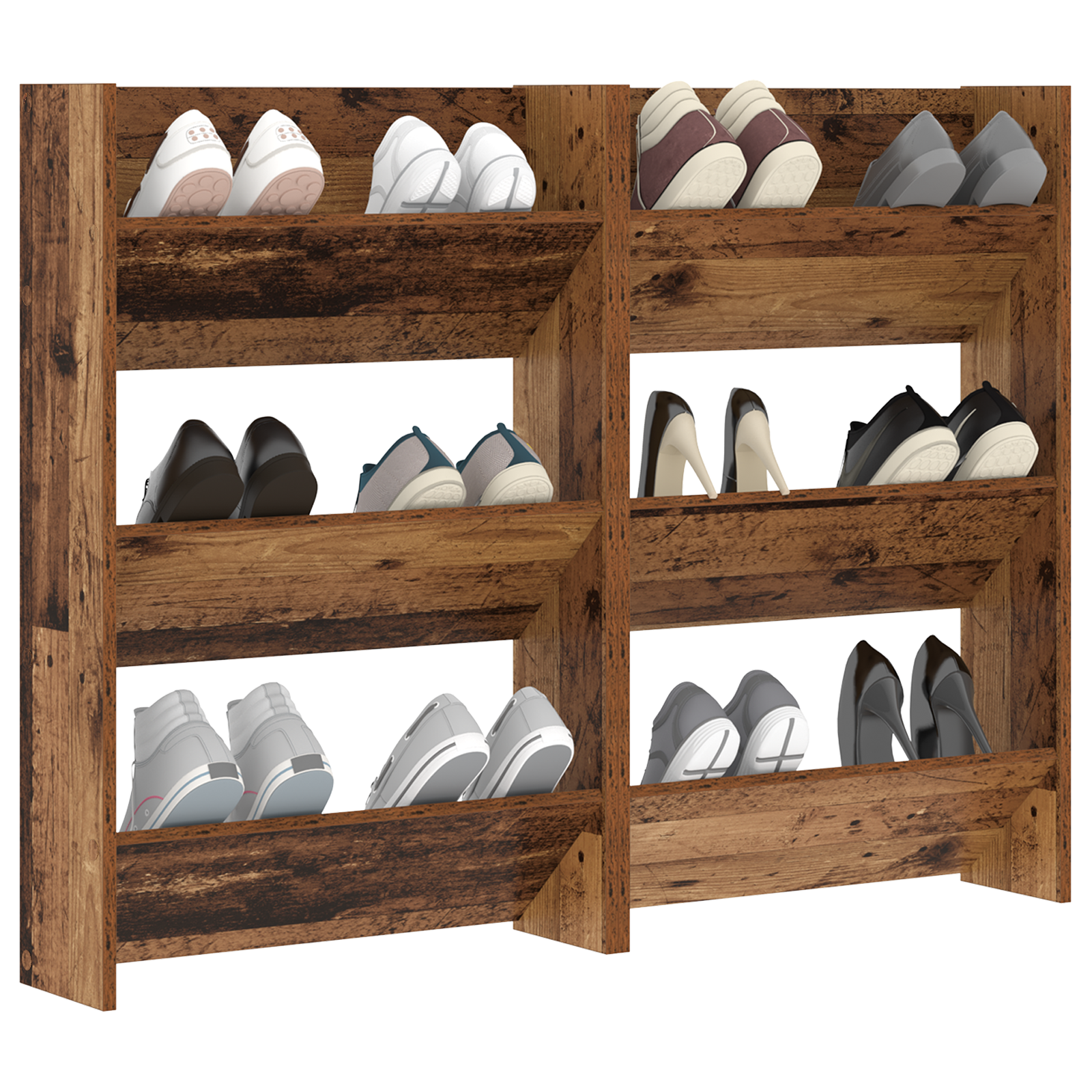 Schoenenkast 2 st 60 x 18 x 90 cm Bewerkt hout Oudhout