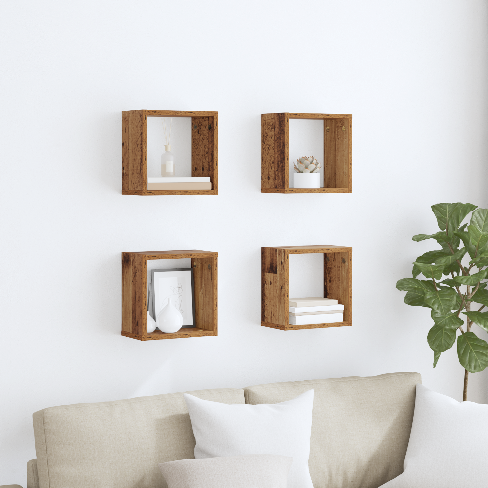 Wandplanken Oude hout Massief Gerecycled Hout 26 x 15 x 26 cm