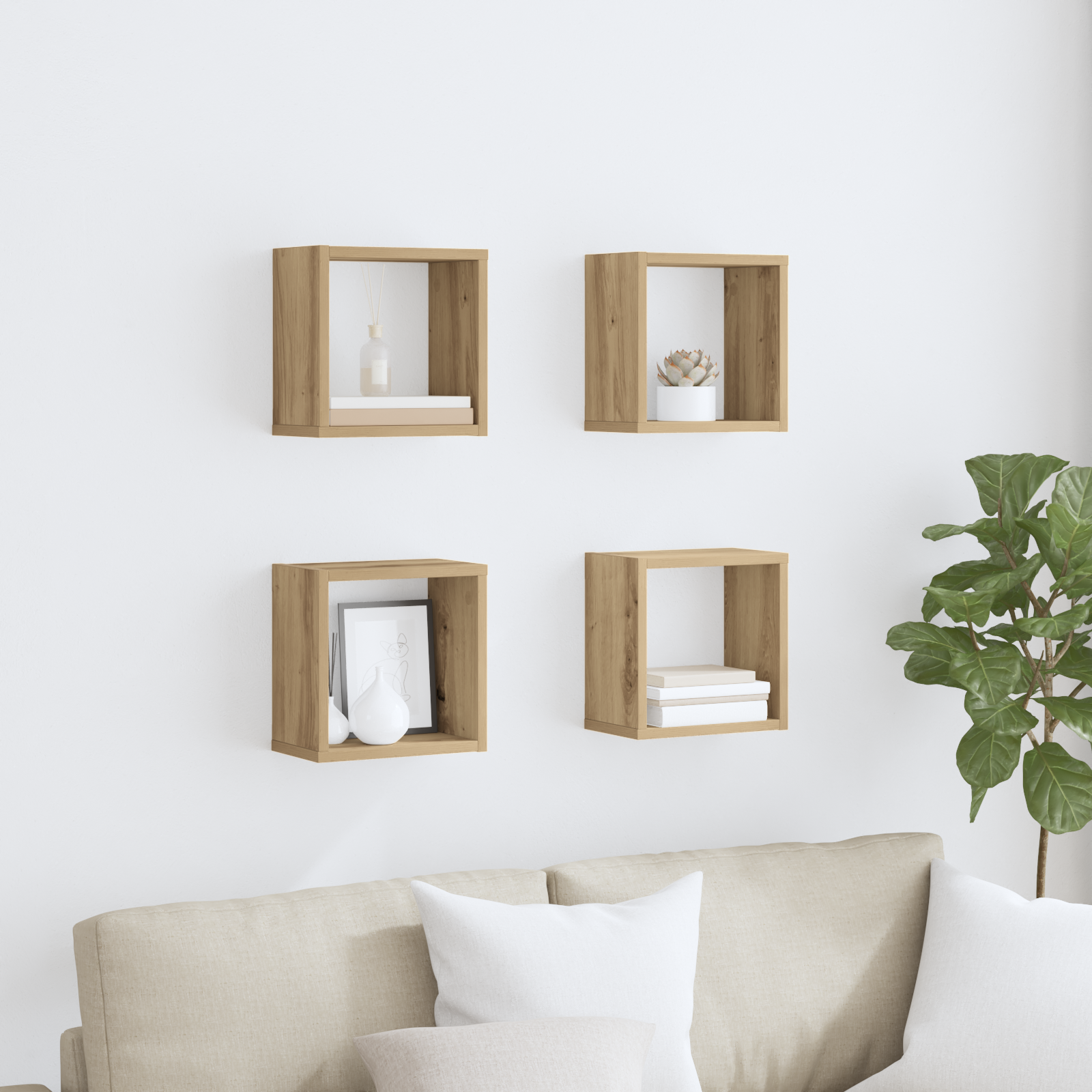 Wall Shelves Artisan oak MDF with veneer 26 x 15 x 26 cm