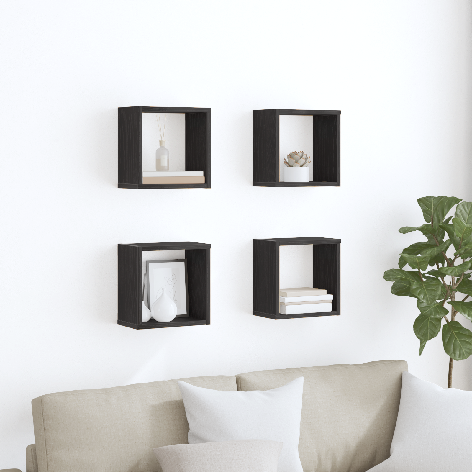 Wall-Mounted Shelves Black oak Engineered wood 26 x 15 x 26 cm