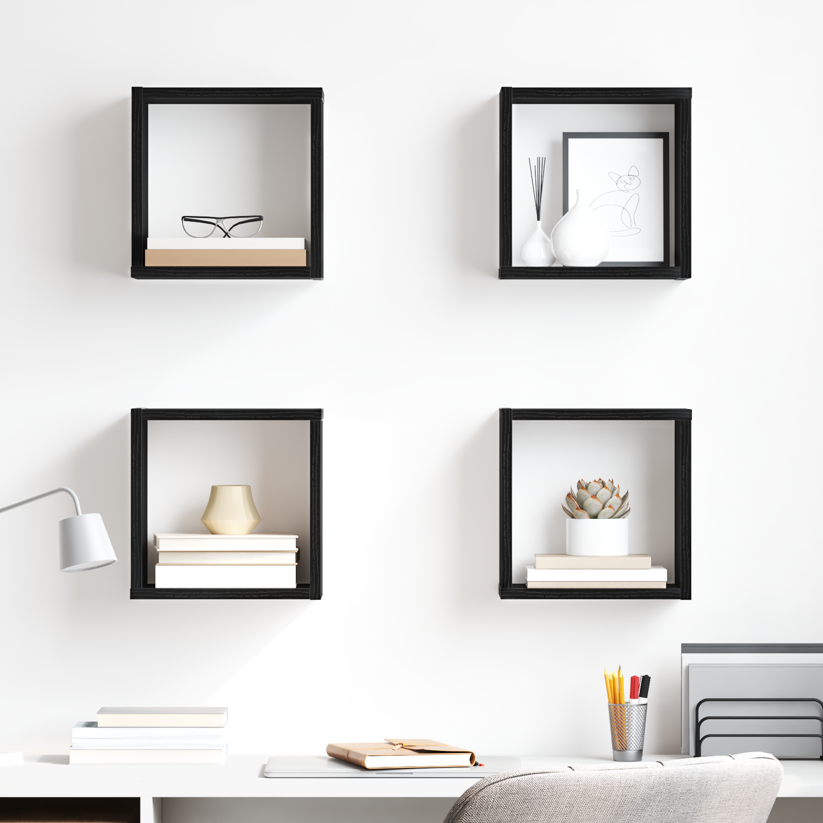 Wall-Mounted Shelves Black oak Engineered wood 26 x 15 x 26 cm - Image 4