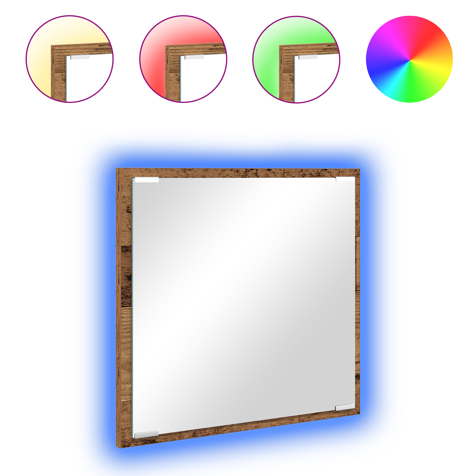 LED Bathroom Mirror Old Wood 40x8.5x37 cm Engineered Wood - Image 3