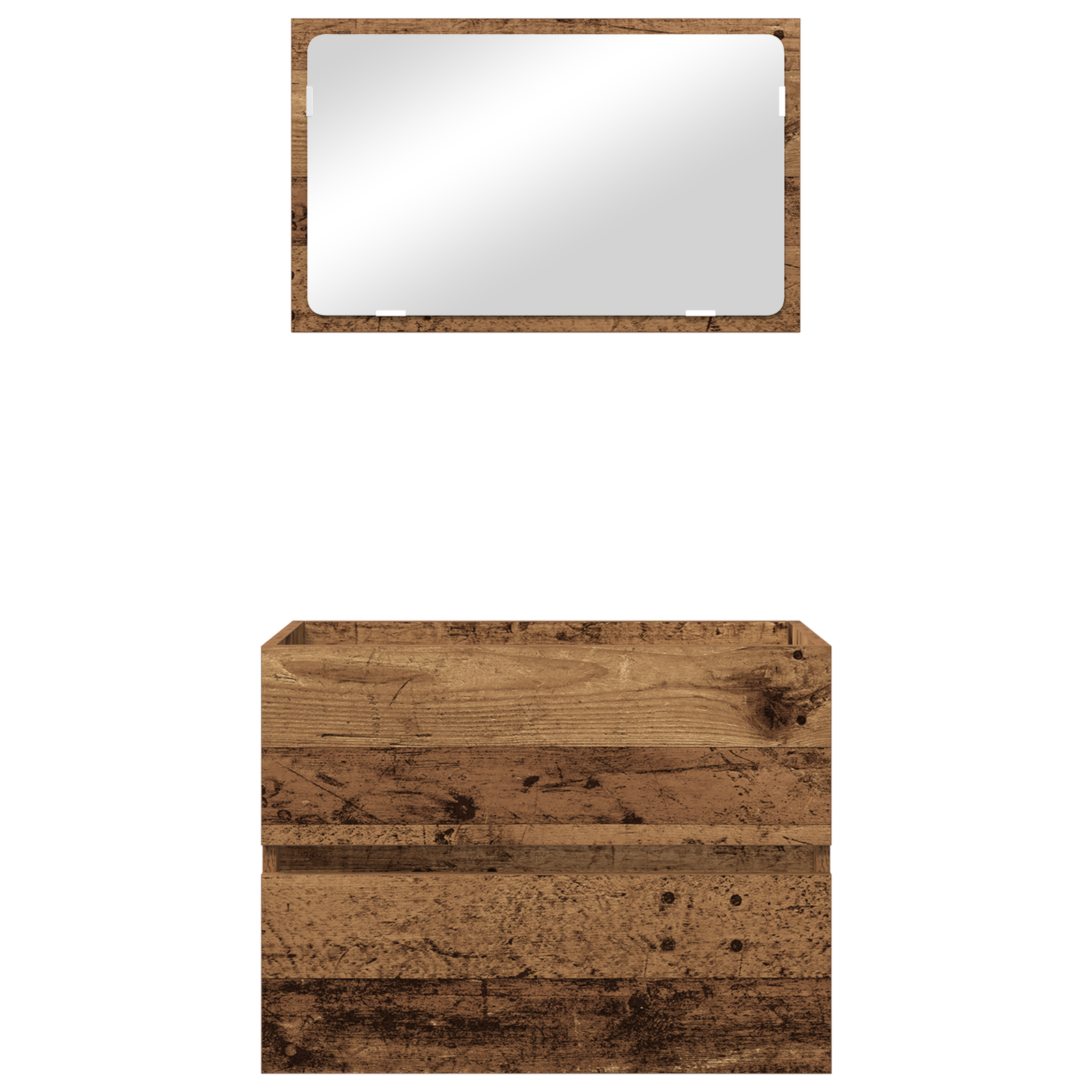 2 Piece Bathroom Furniture Set Old Wood Engineered Wood - Image 8