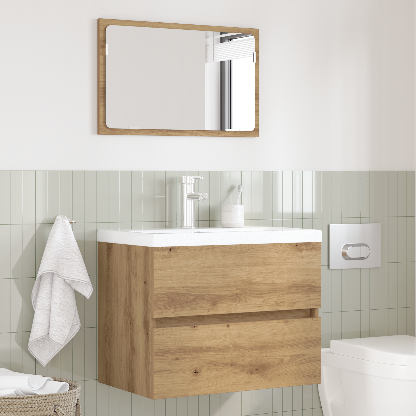 2 Piece Bathroom Furniture Set Artisan Oak Engineered Wood - Image 4