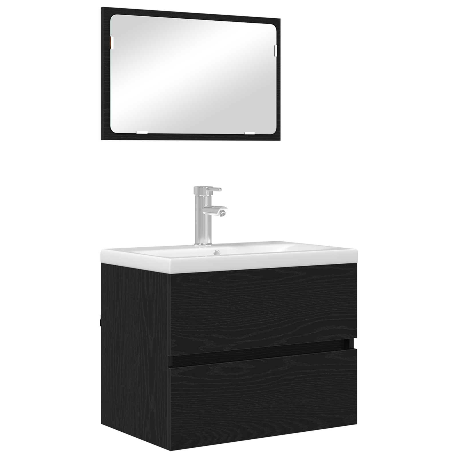 2 Piece Bathroom Furniture Set Black Oak Engineered Wood - Image 3