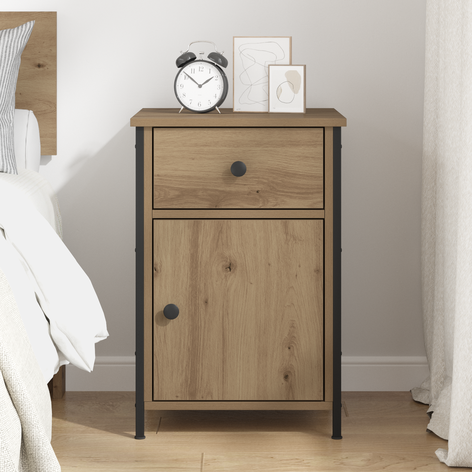 Bedside Cabinet Artisan Oak 40x42x60 cm Engineered Wood - Image 4