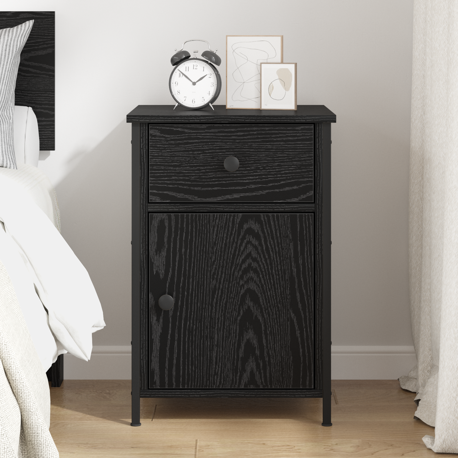 Bedside Cabinet Black Oak 40x42x60 cm Engineered Wood - Image 4