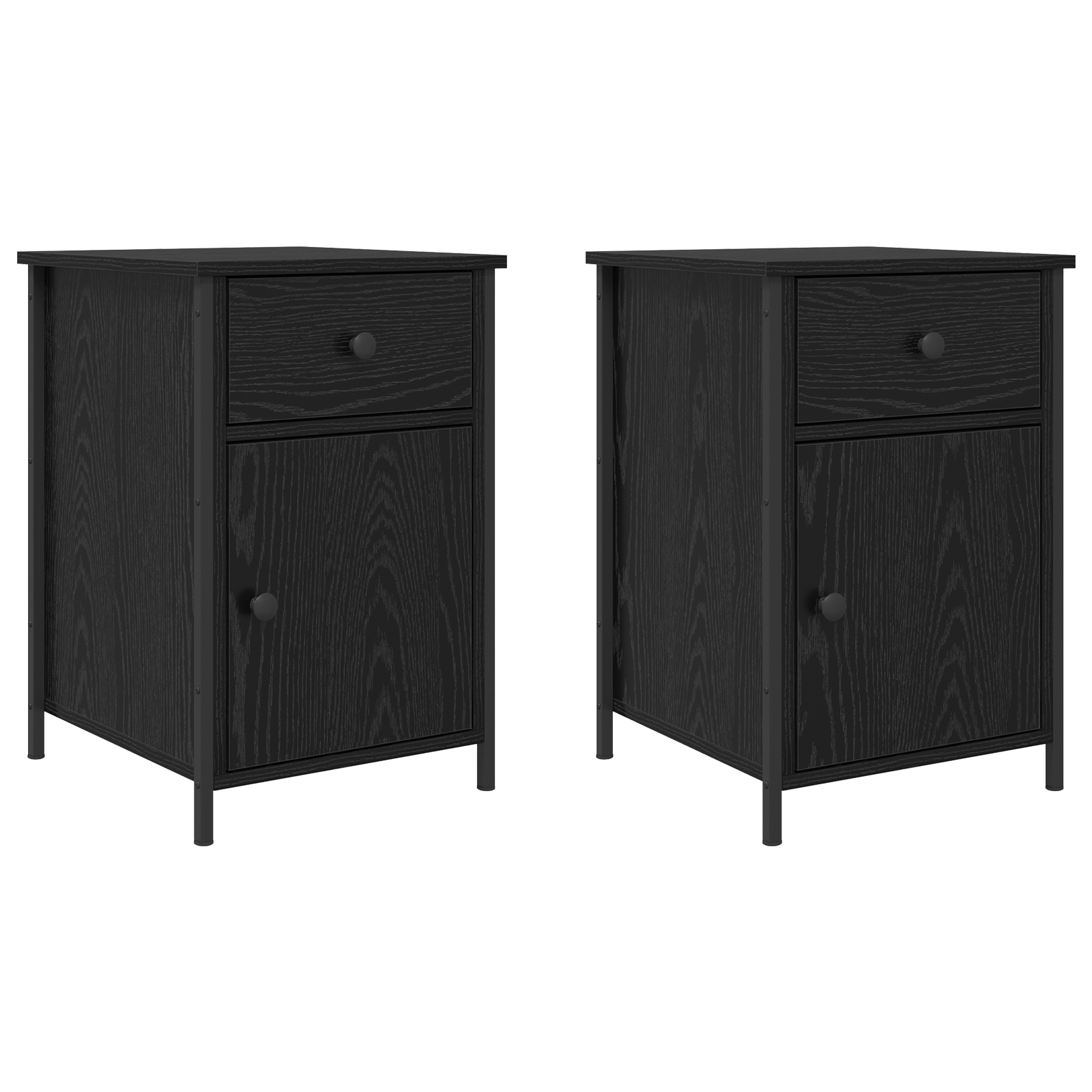 Bedside Cabinets 2 pcs Black Oak 40x42x60 cm Engineered Wood - Image 2