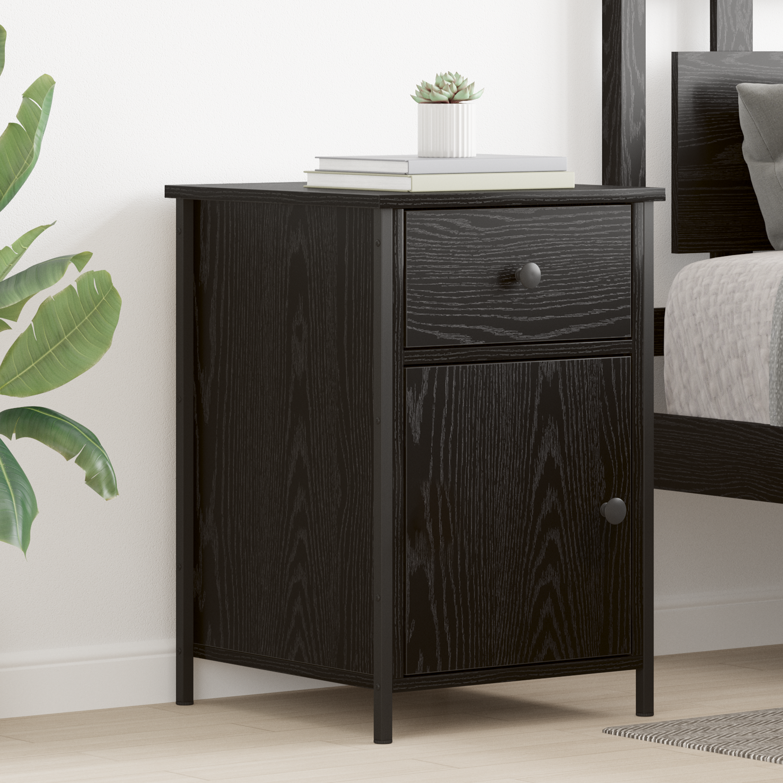 Bedside Cabinets 2 pcs Black Oak 40x42x60 cm Engineered Wood