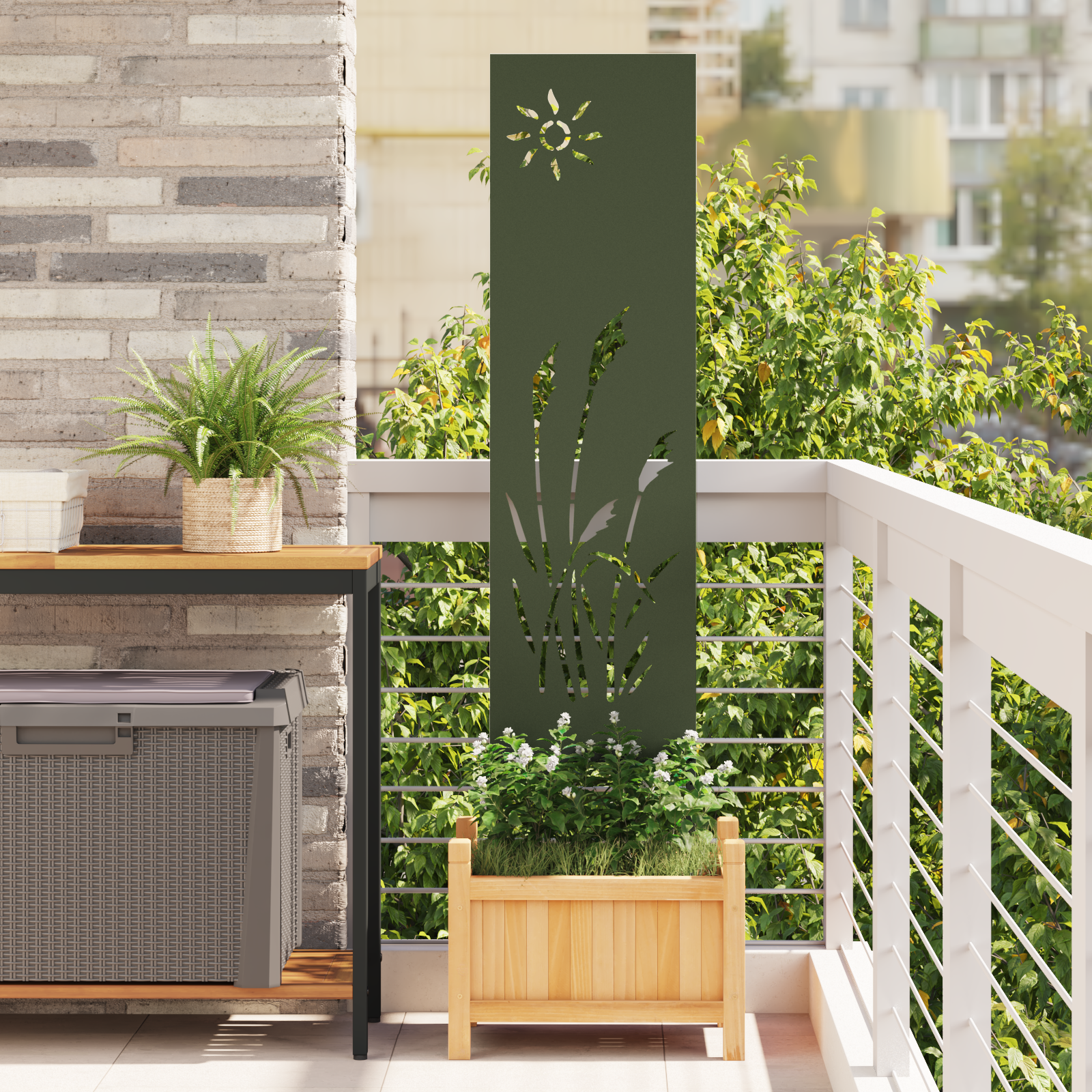 vidaXL Panou Decorativ de Grădină Altele Olivengrønn 32 x 140 cm