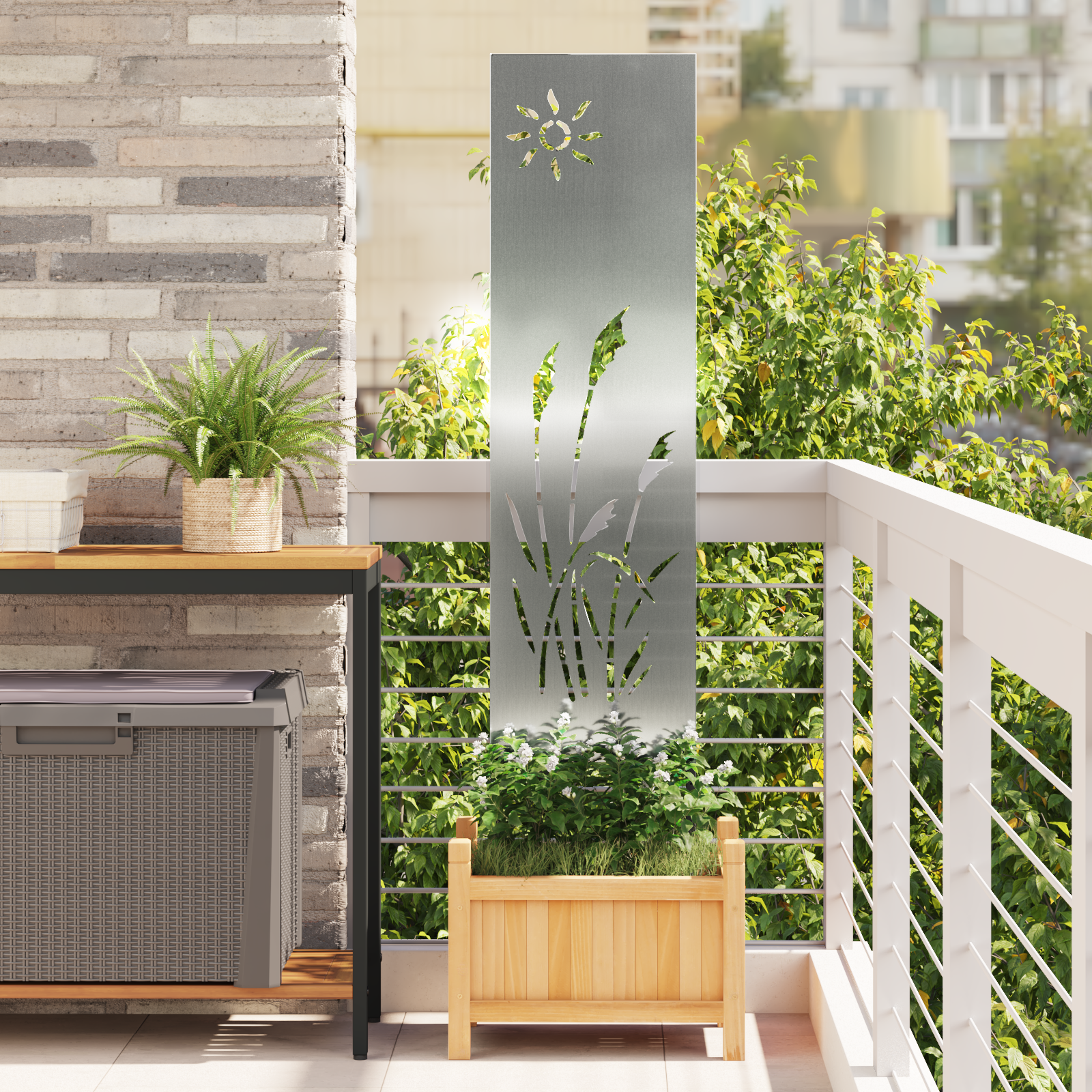 Tuin decoratief paneel Zilver 32 x 140 cm Gegalvaniseerd staal