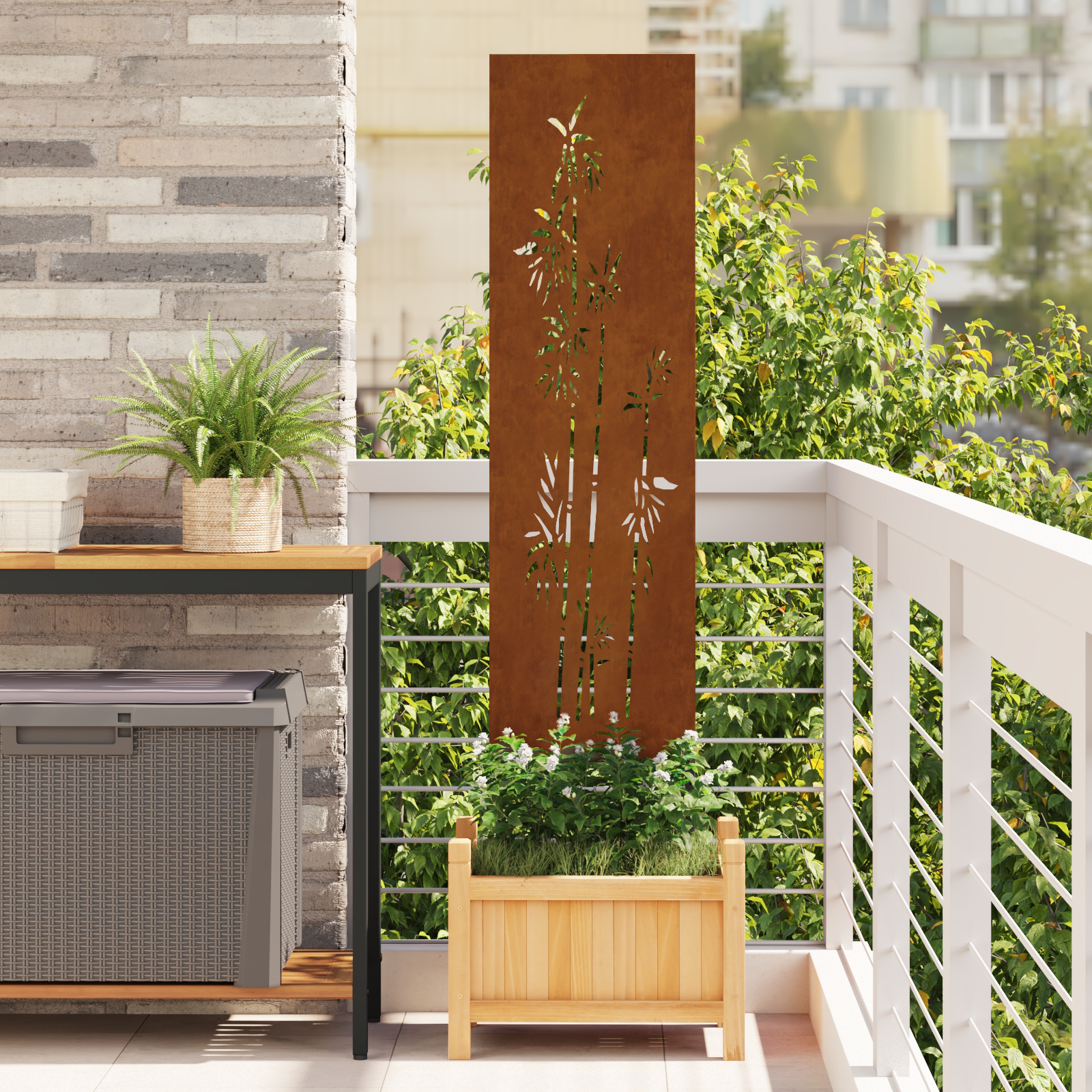 Tuin decoratief paneel Roestig 32 x 140 cm Cortenstaal