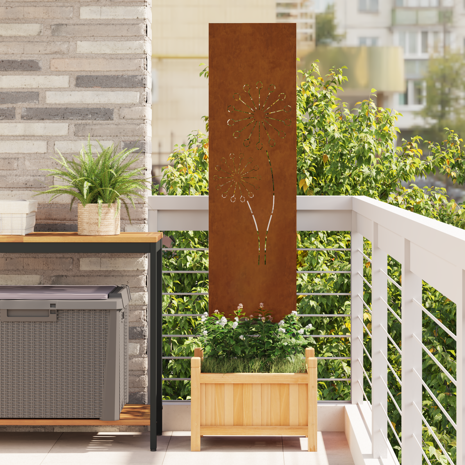Tuin decoratief paneel Roestig 32 x 140 cm Verweerd staal