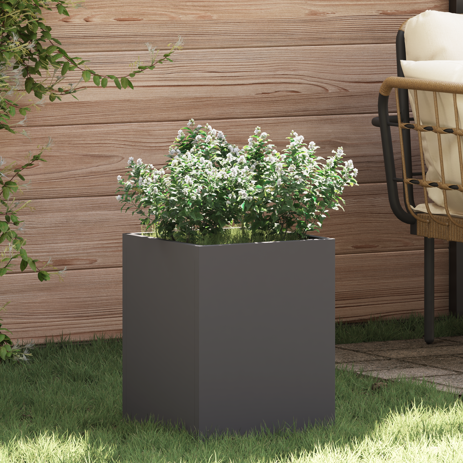 Tuin Bloempot Zwart 32 x 32 x 40 cm Koudgewalst staal