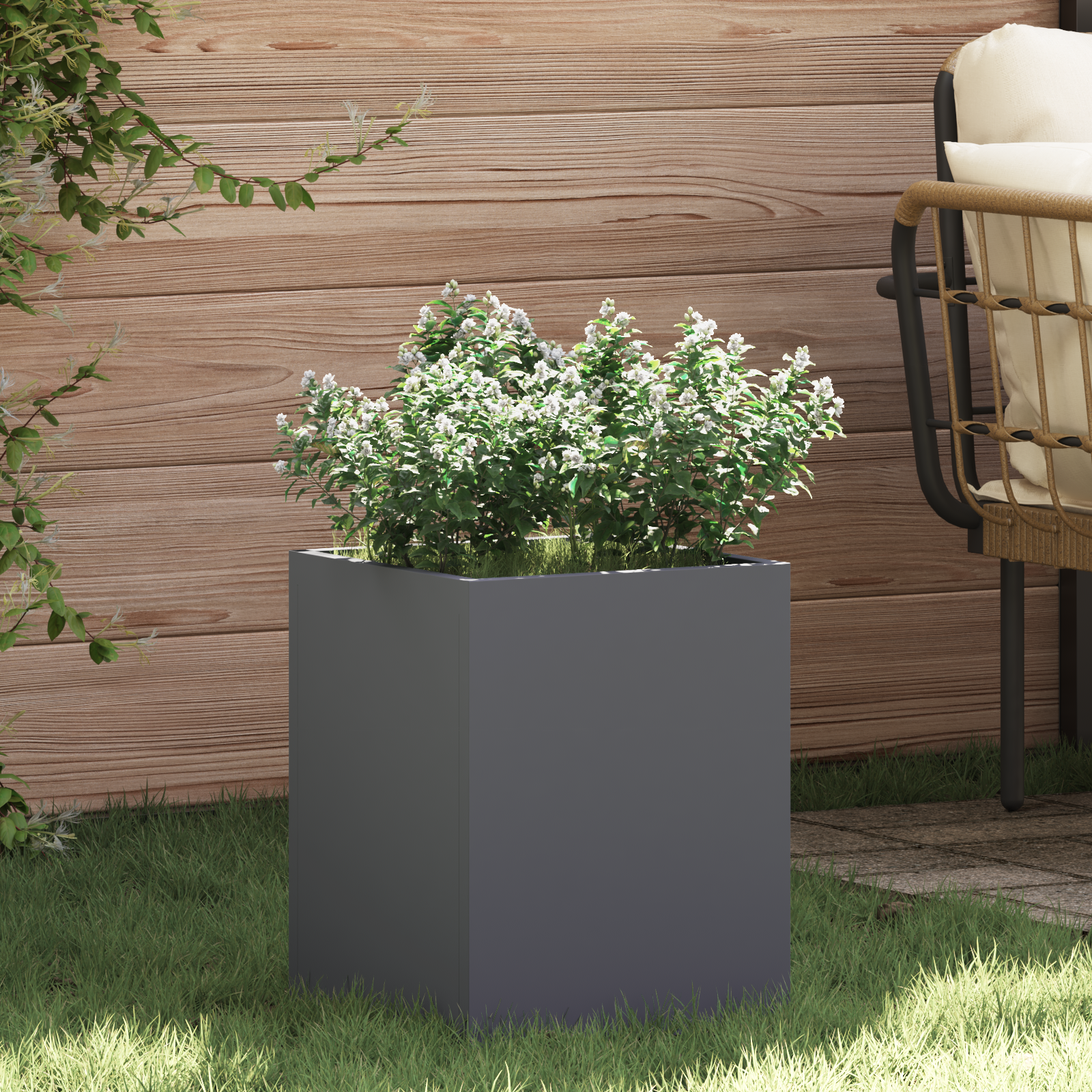 Tuin Bloempot Antraciet 50 x 32 x 40 cm Koudgewalst staal