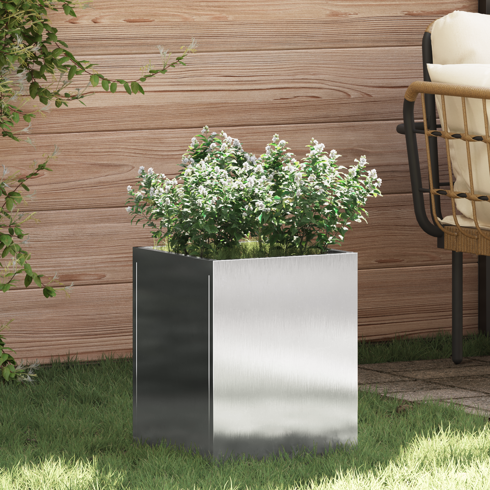 Tuin Bloempot Zilver 50 x 32 x 40 cm Roestvrijstaal