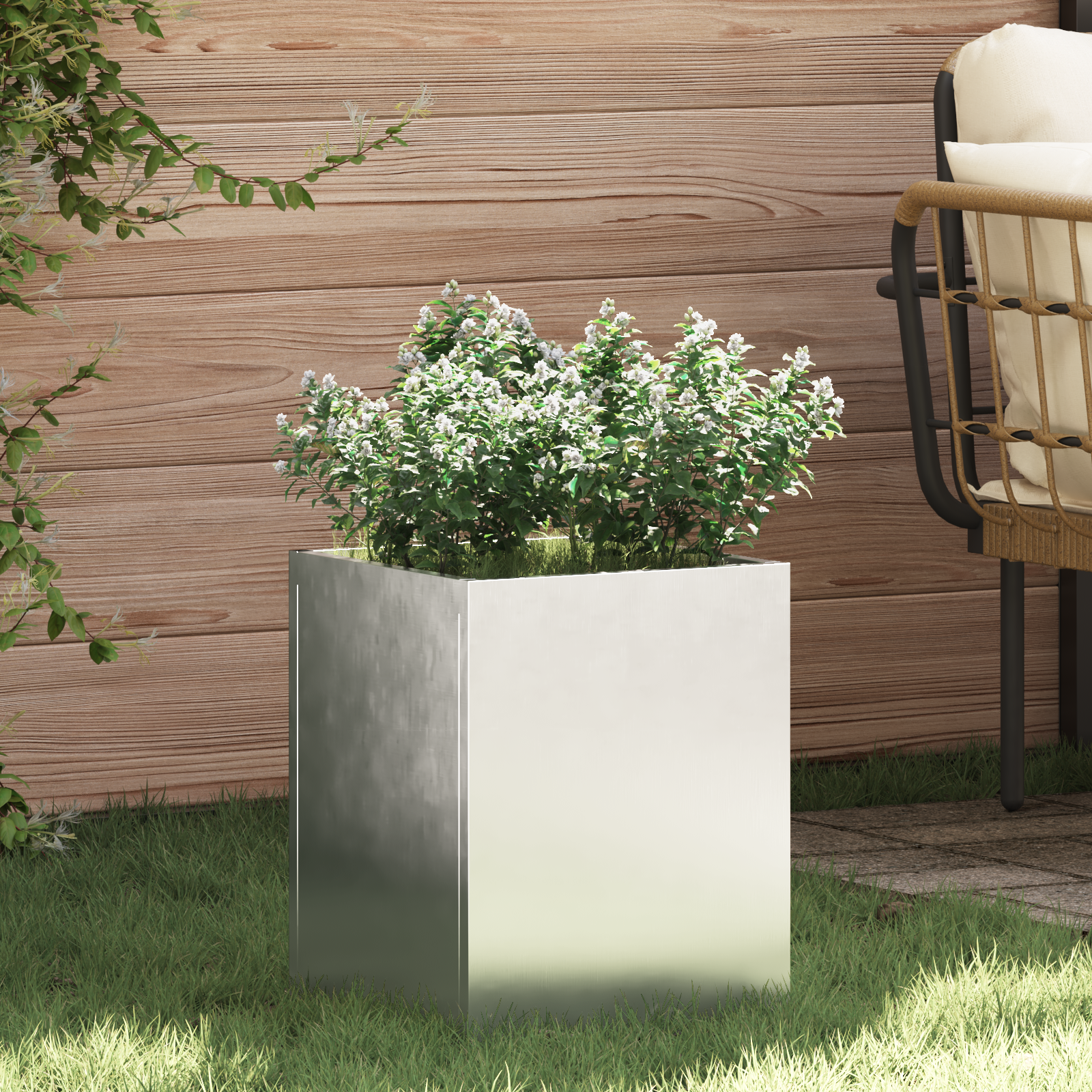 Tuin Bloempot Zilver 50 x 32 x 40 cm Gegalvaniseerd staal