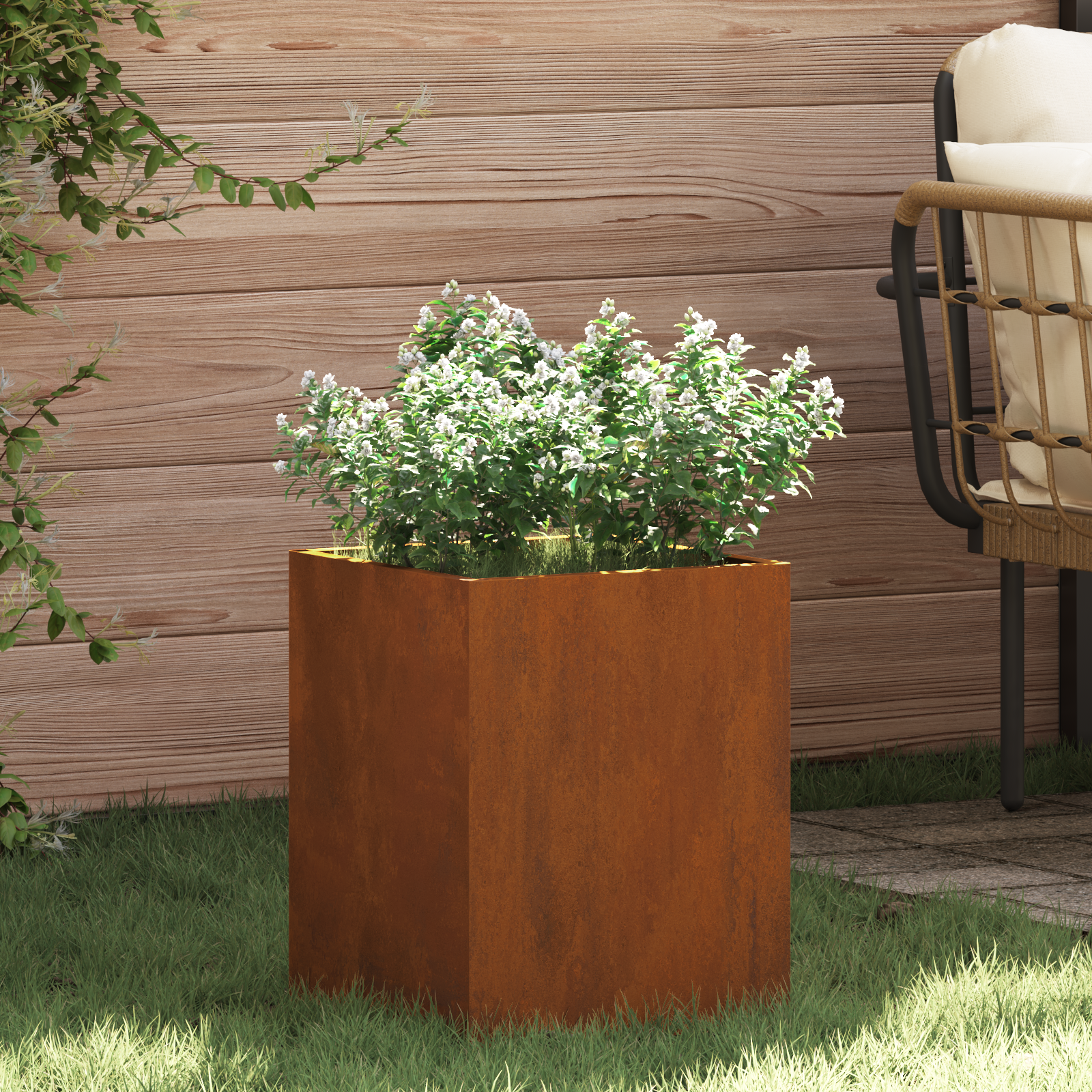 Tuin Bloempot Roestig 50 x 32 x 40 cm Cortenstaal