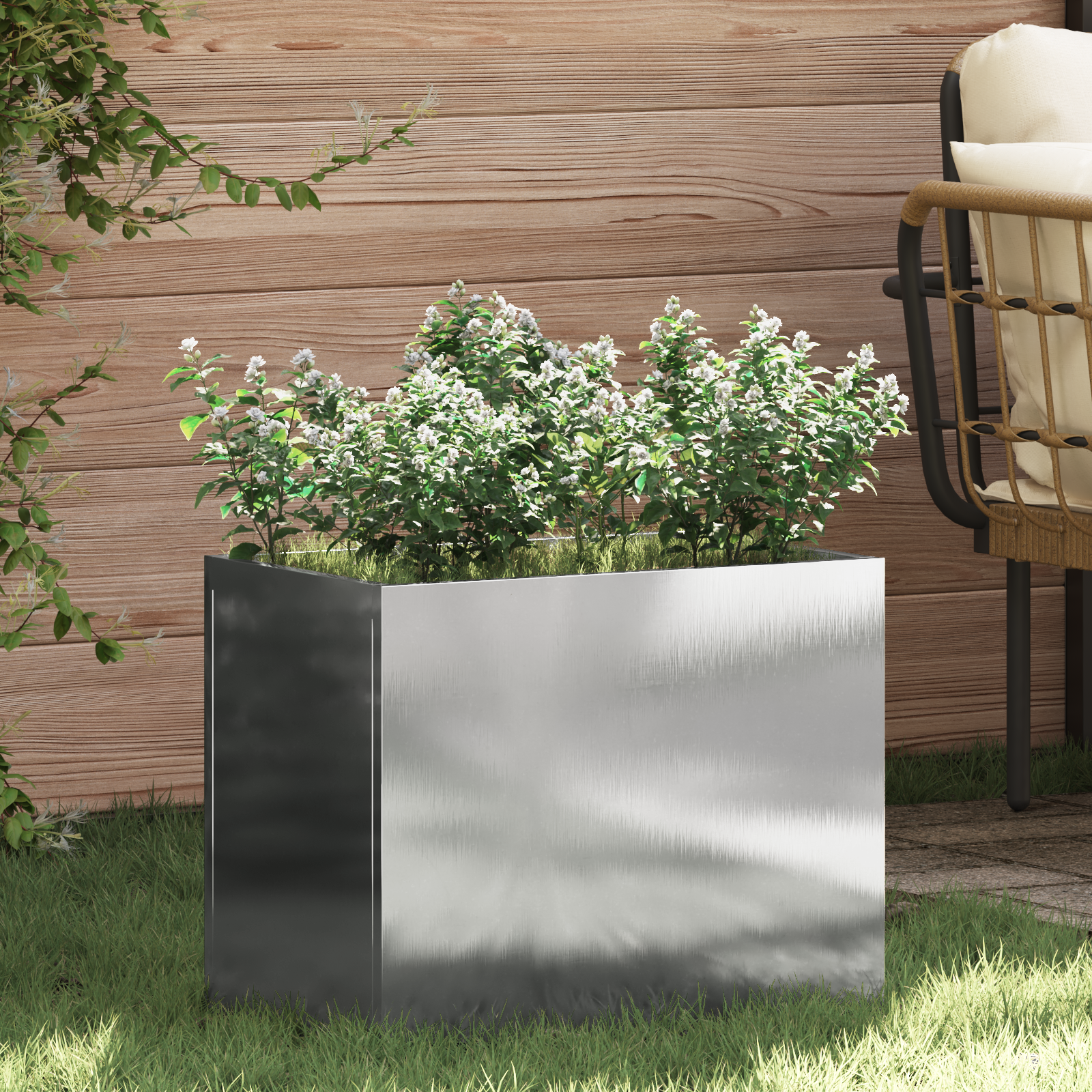 Tuin Bloempot Zilver 50 x 32 x 40 cm Roestvrij staal