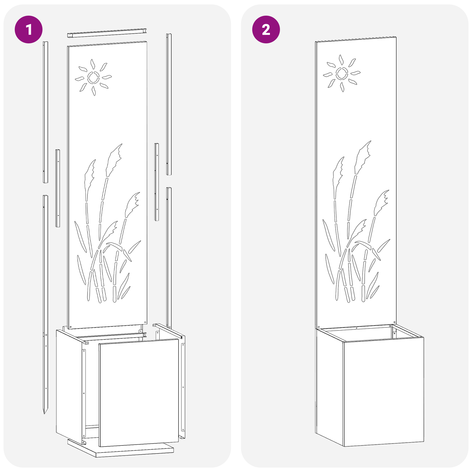 Tuin Privacy Screen Zilver 32 x 32 x 150 cm Roestvrij staal