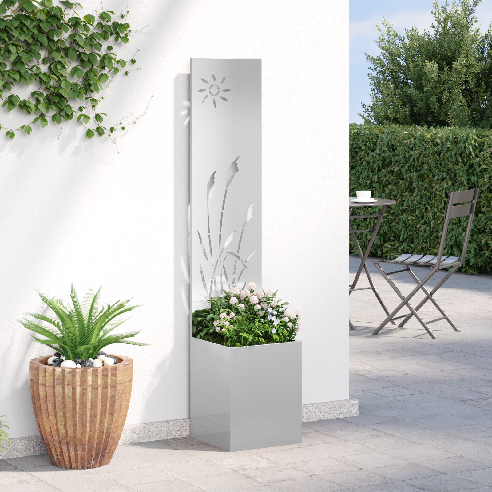 Tuin Privacy Screen Zilver 32 x 32 x 150 cm Roestvrij staal