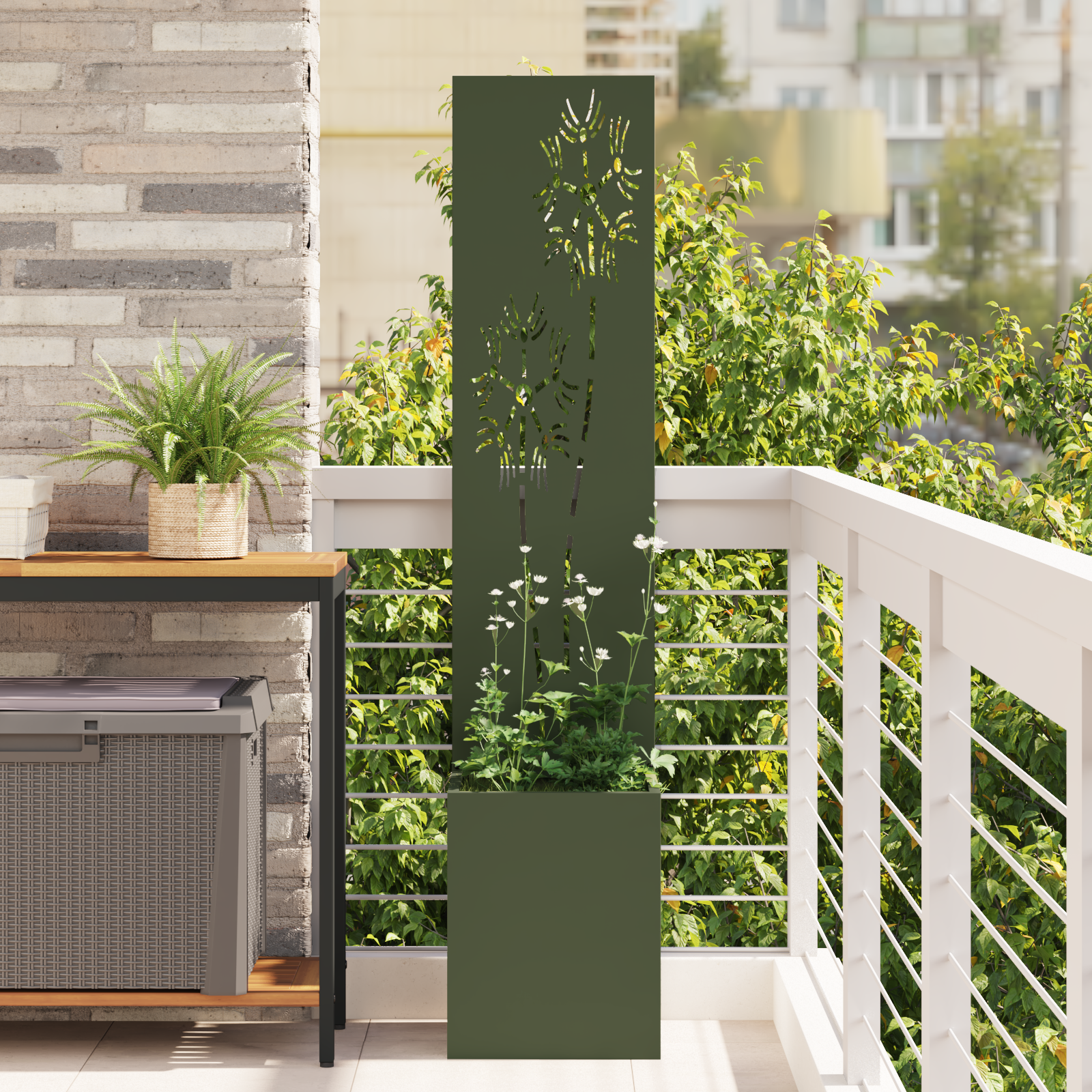 Tuinplant met Decoratief Paneel Olijfgroen 32 x 140 cm