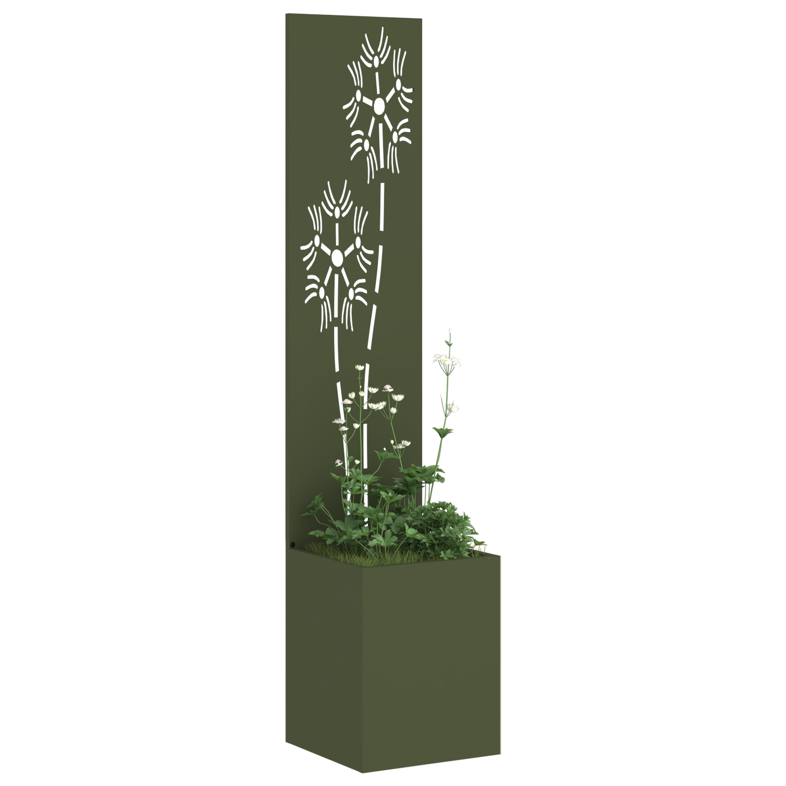 Tuin Privacy Screen Bloemen Olijfgroen 32 x 32 x 150 cm