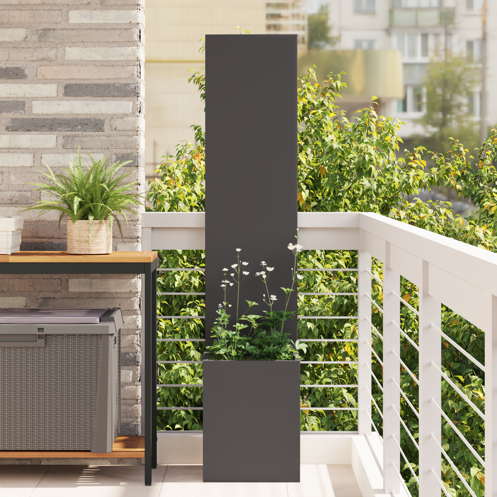 Tuinplant met Decoratief Paneel Zwart 32 x 140 cm
