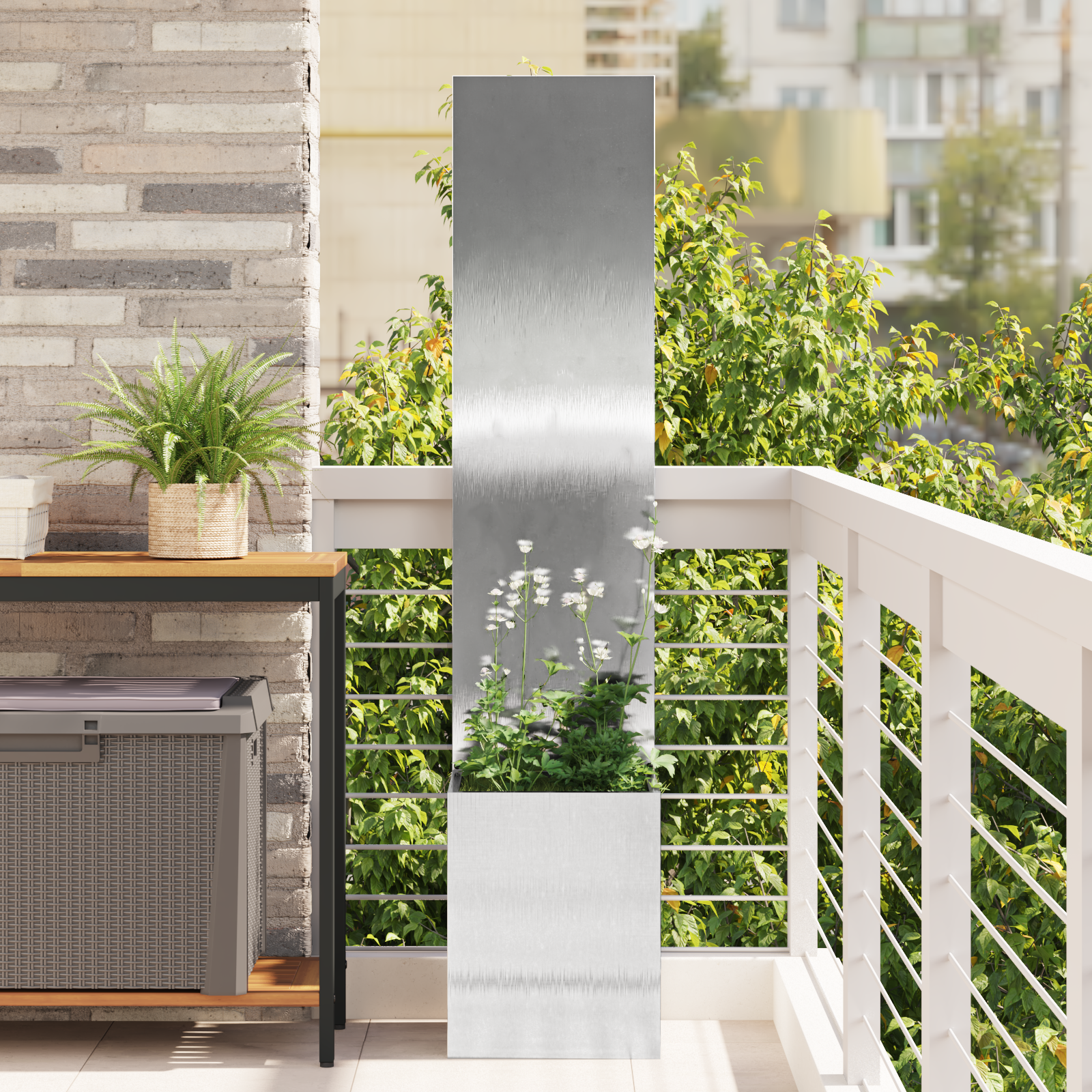 Tuinplant met Decoratief Paneel Zilver 32 x 140 cm