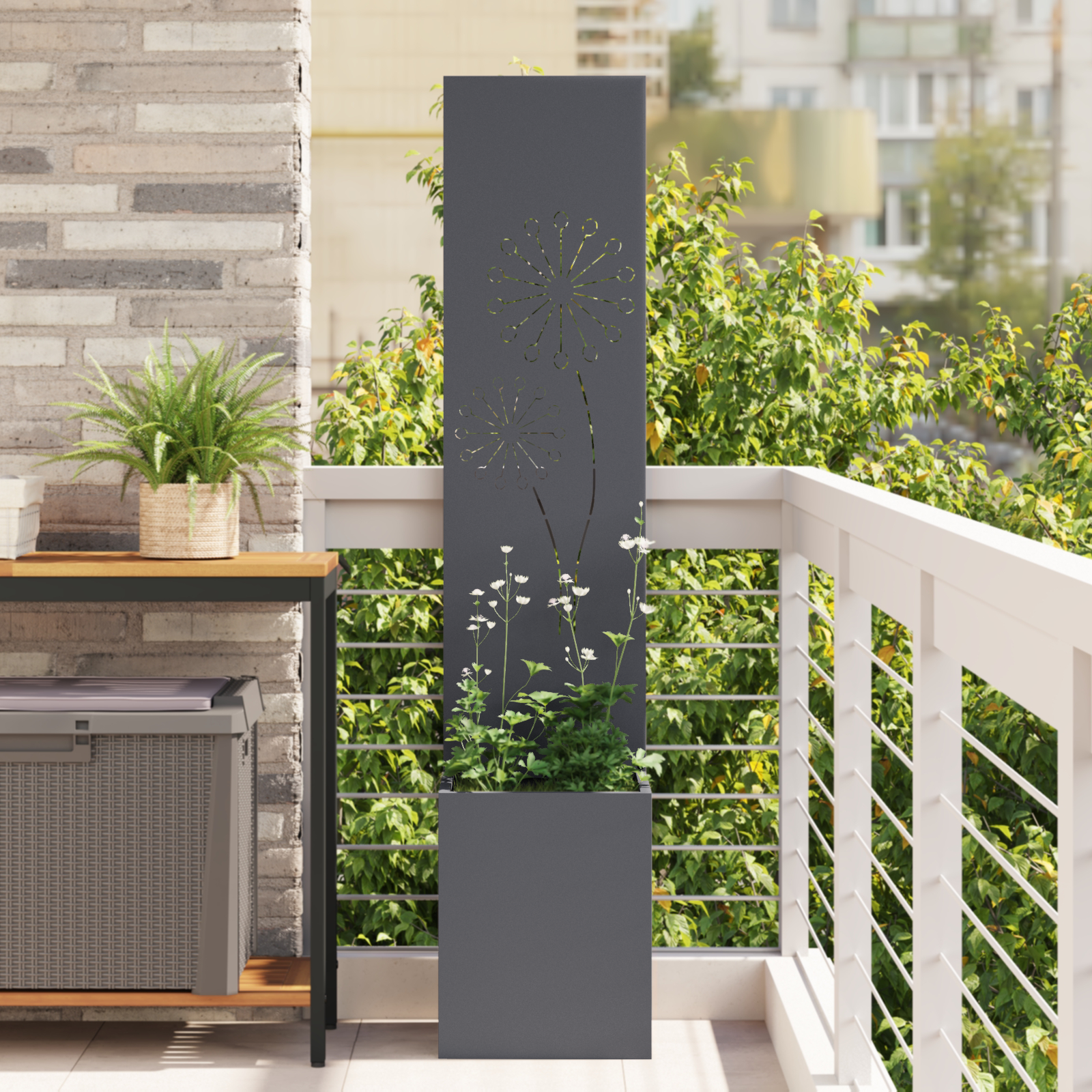 Tuinplant met Decoratief Paneel Antraciet 32 x 140 cm