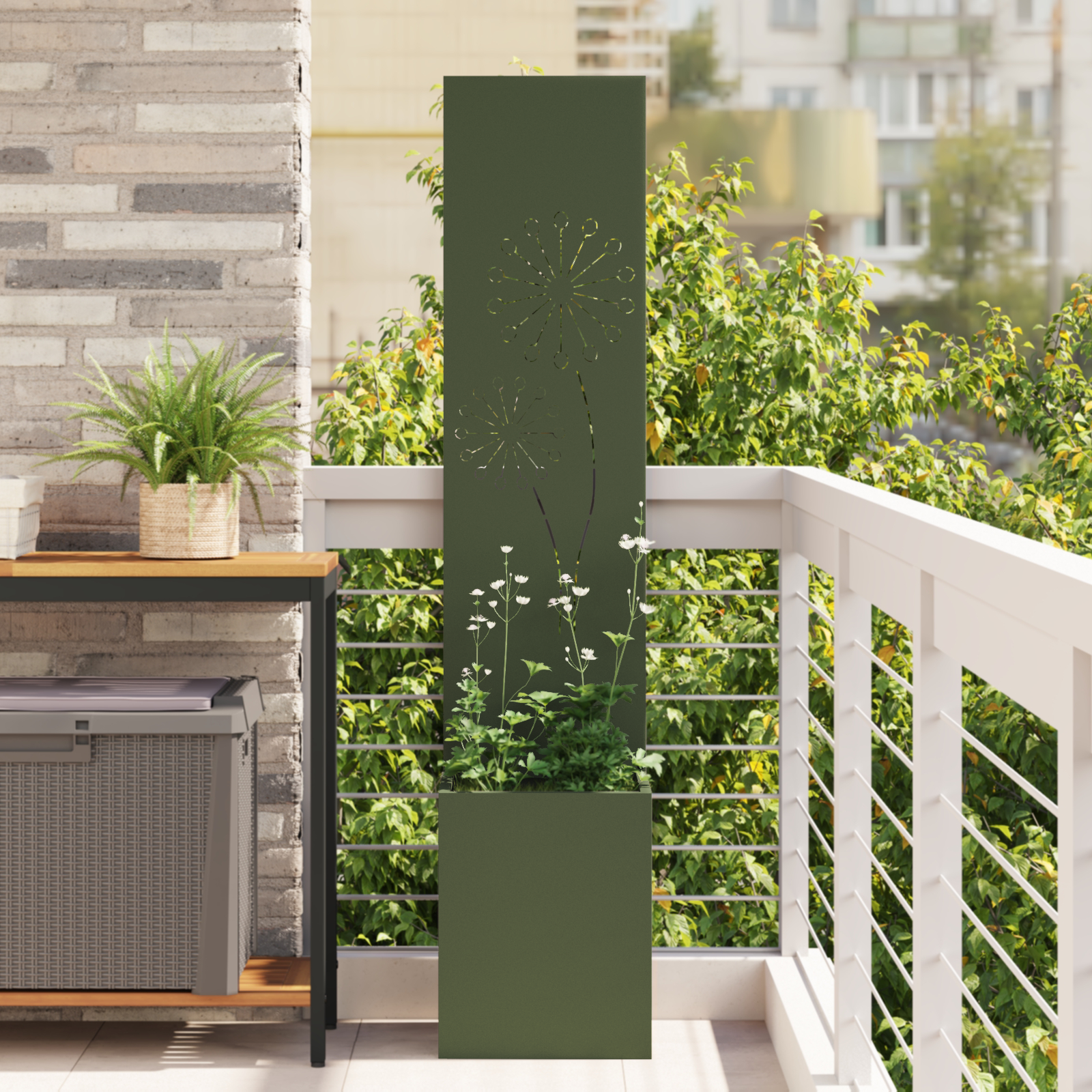 Tuinplant met Decoratief Paneel Olijfgroen 32 x 140 cm