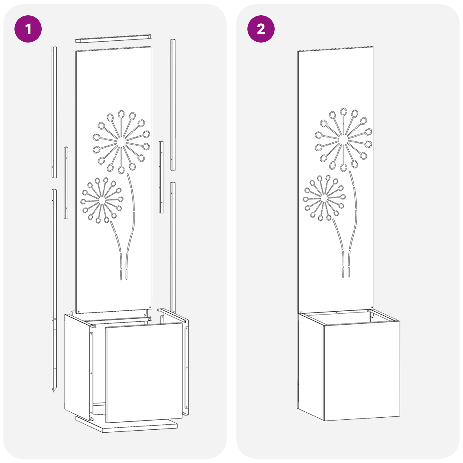 Tuin Privacy Screen Zilver 32 x 32 x 150 cm Roestvrij staal