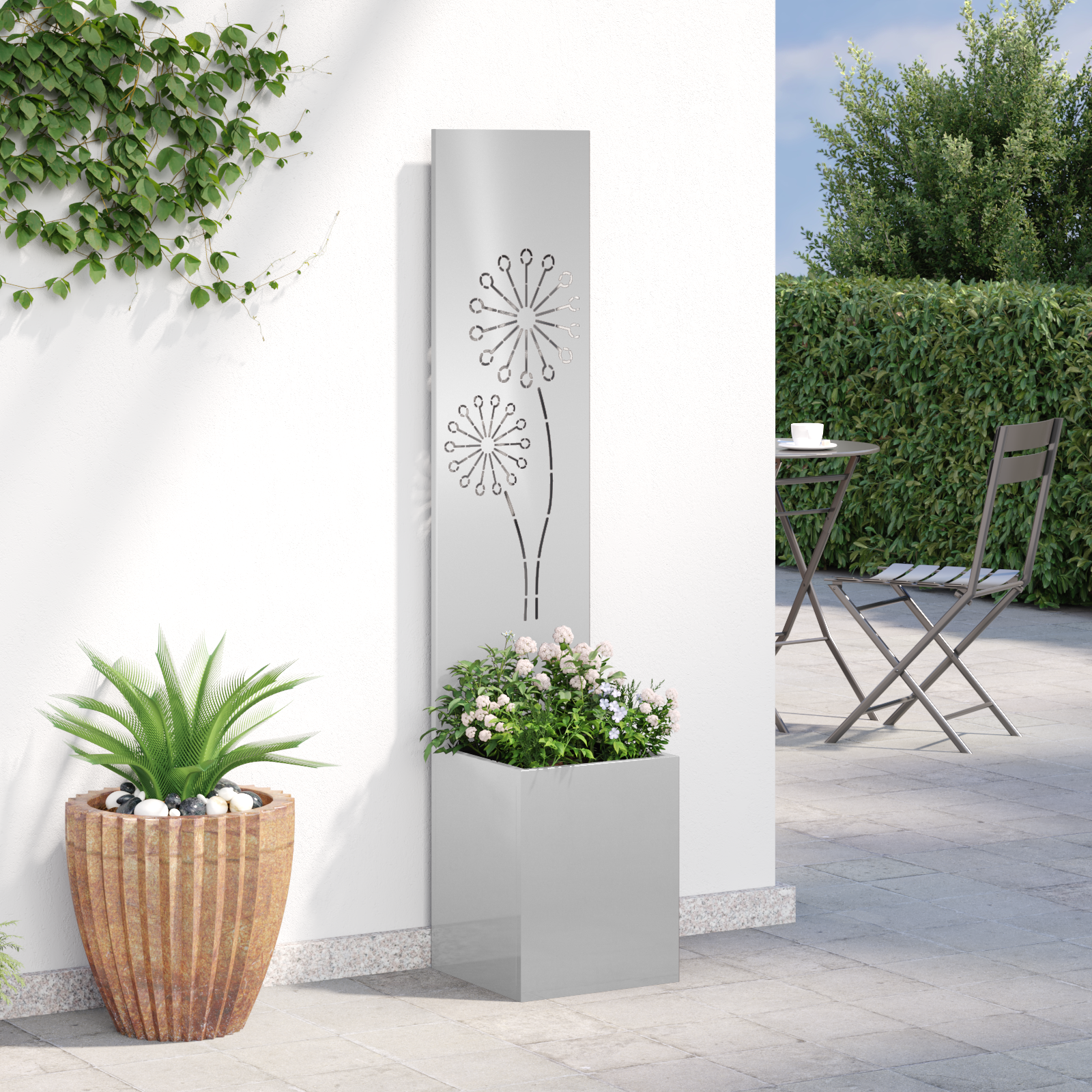 Tuin Privacy Screen Zilver 32 x 32 x 150 cm Roestvrij staal