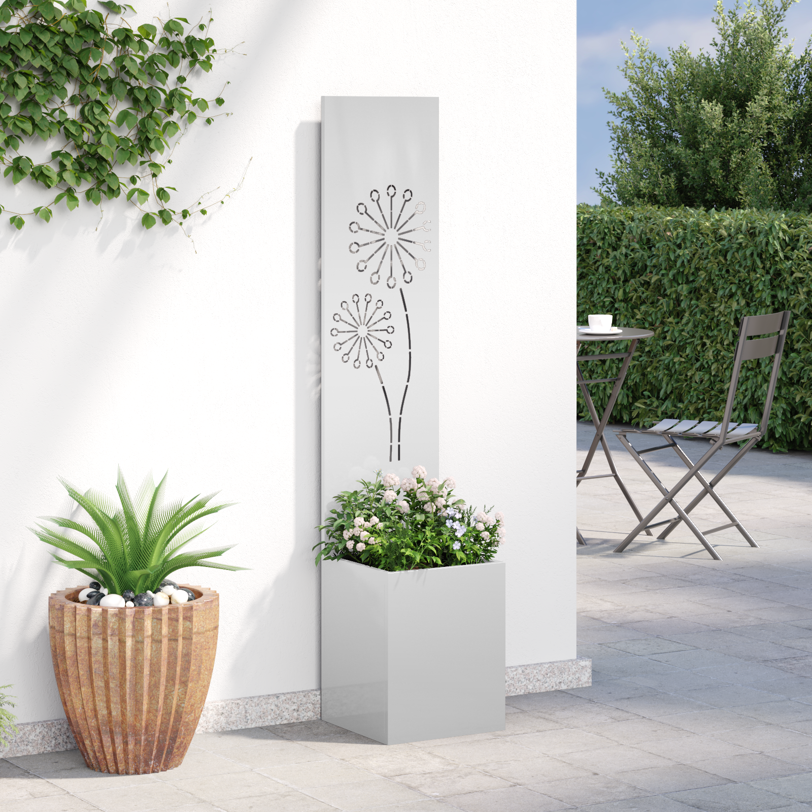 Tuin Privacy Screen Fretwerk Zilver 32 x 32 x 150 cm