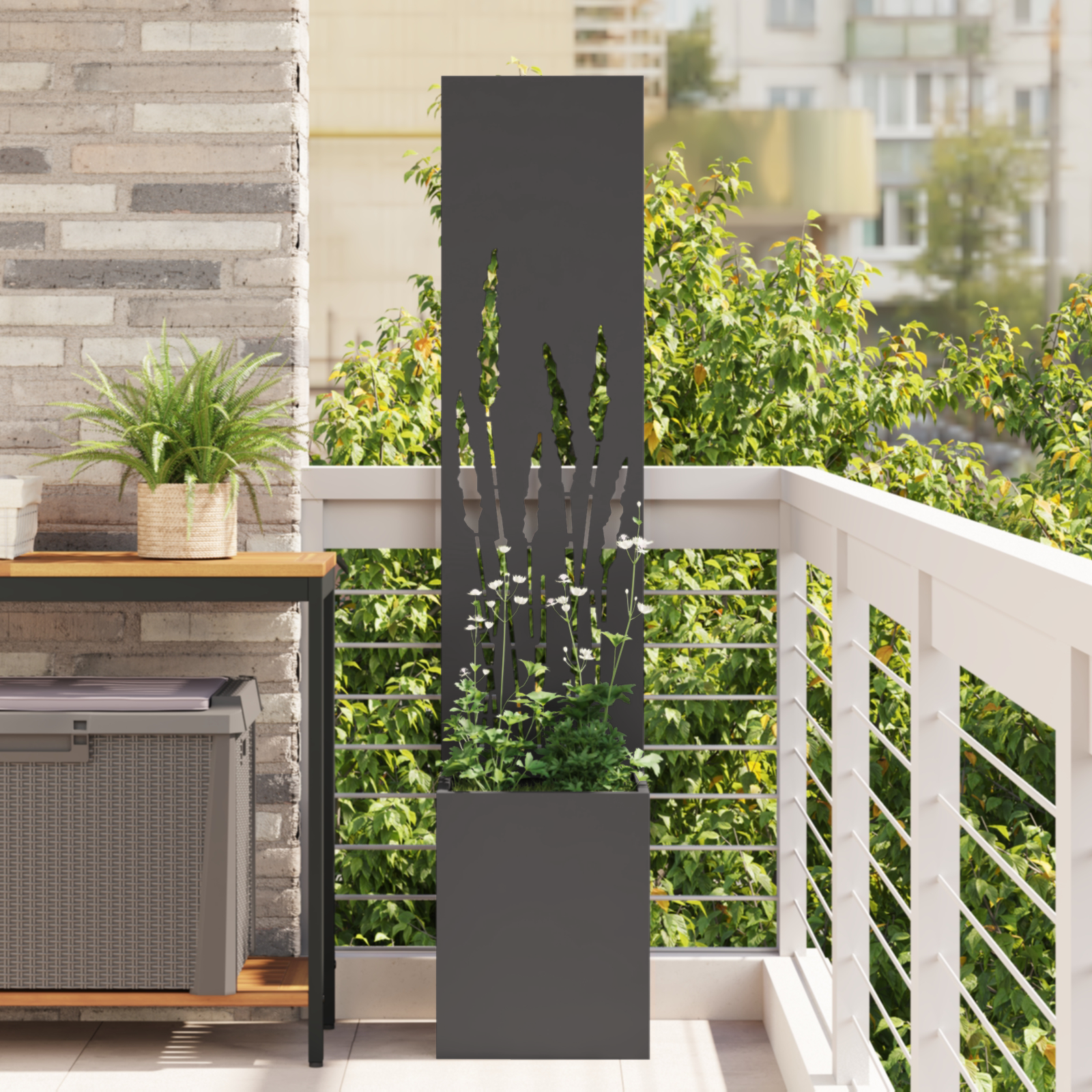 Tuinplant met Decoratief Paneel Zwart 32 x 140 cm