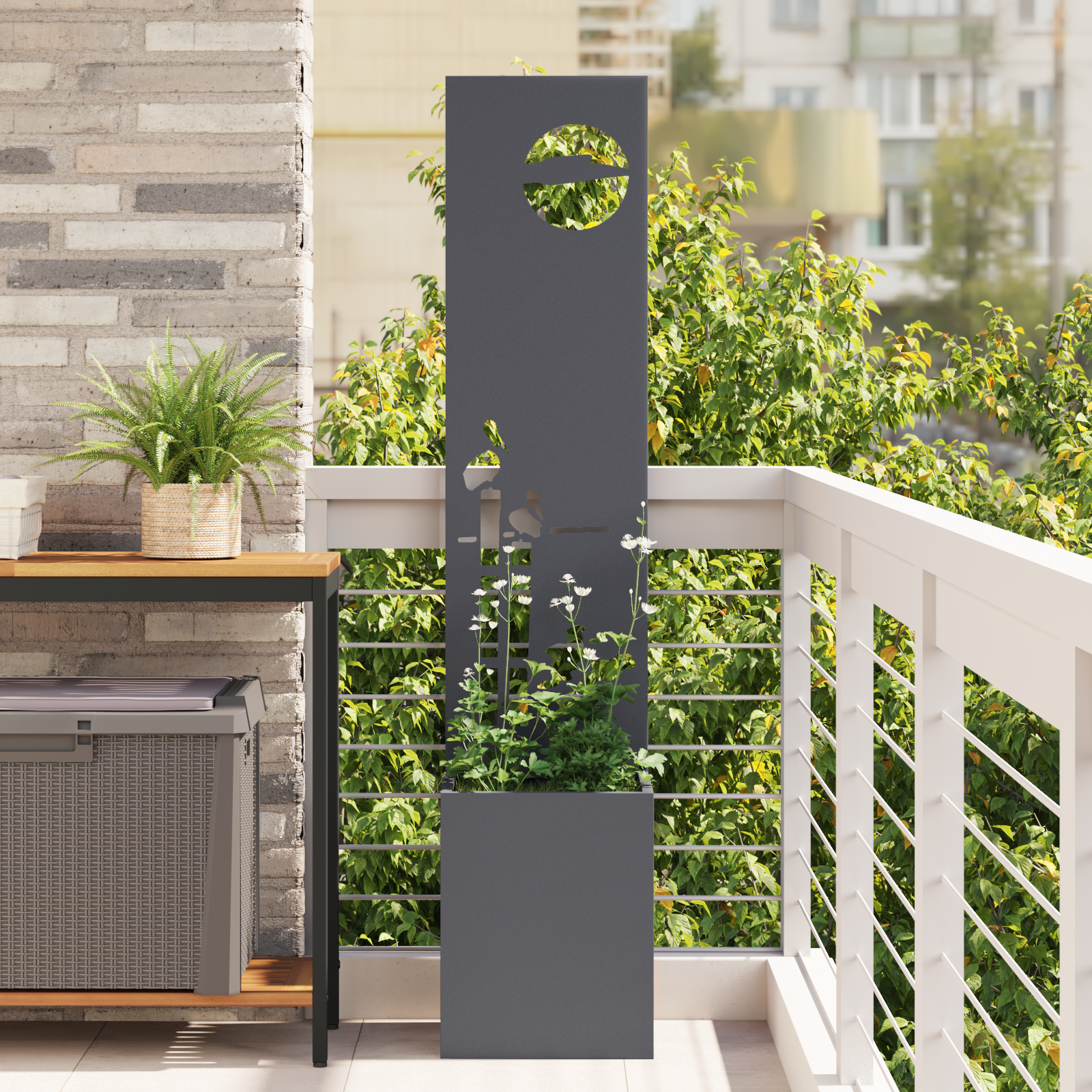 Tuinplant met Decoratief Paneel Antraciet 32 x 140 cm