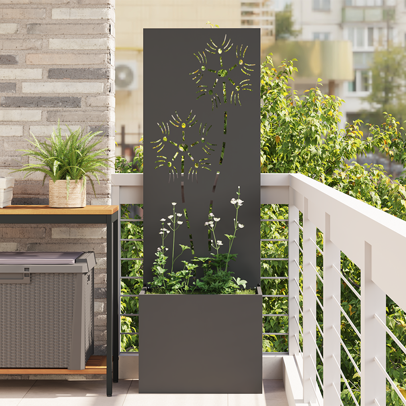 Tuinplant met Decoratief Paneel Zwart 50 x 140 cm
