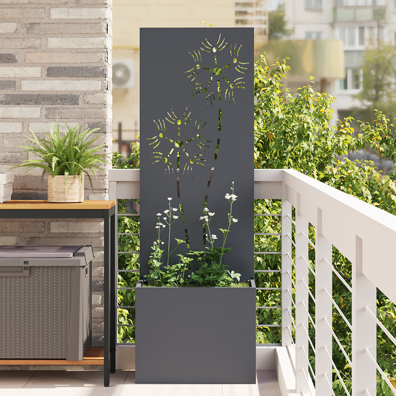 Tuinplant met Decoratief Paneel Antraciet 50 x 140 cm