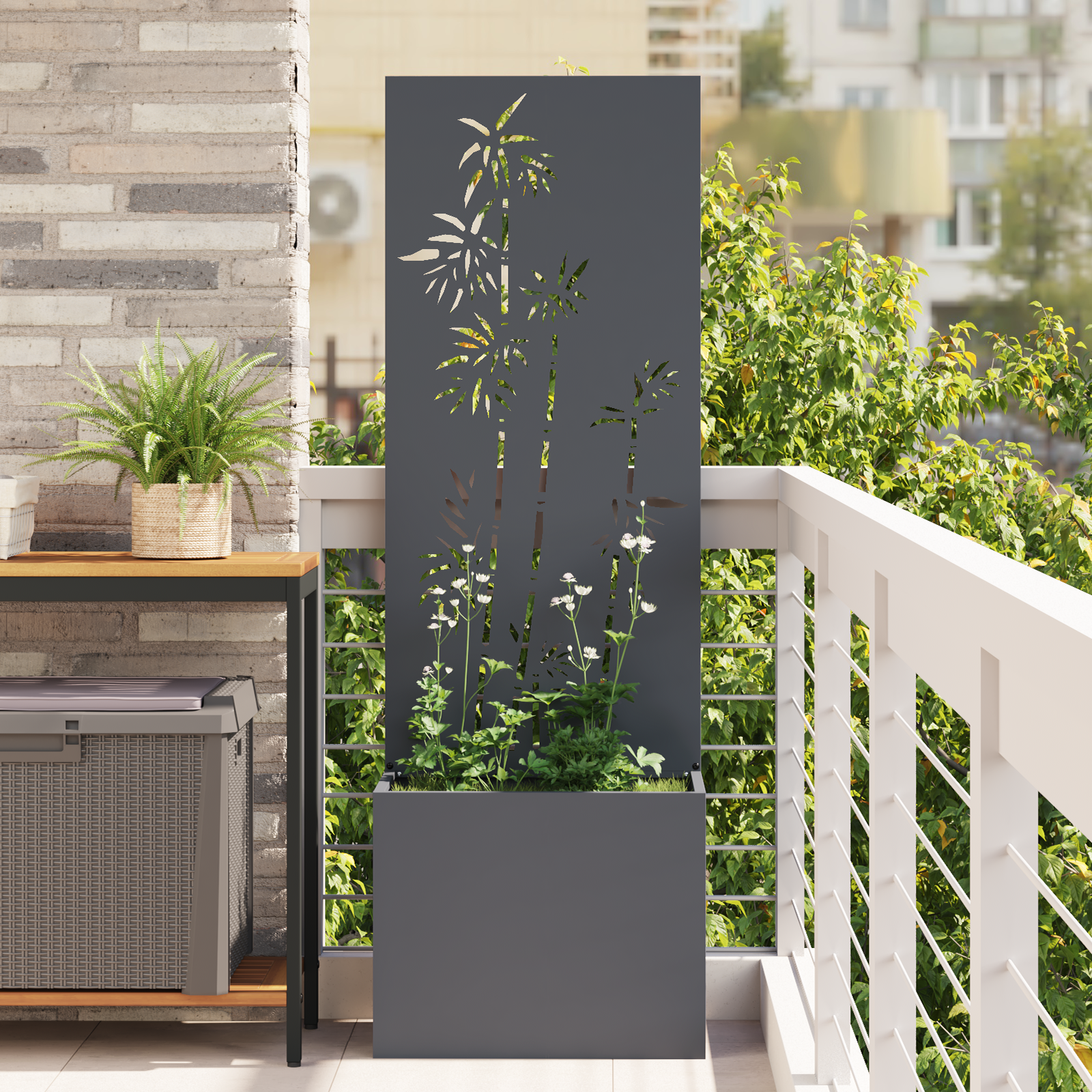 Tuinplant met Decoratief Paneel Antraciet 50 x 140 cm