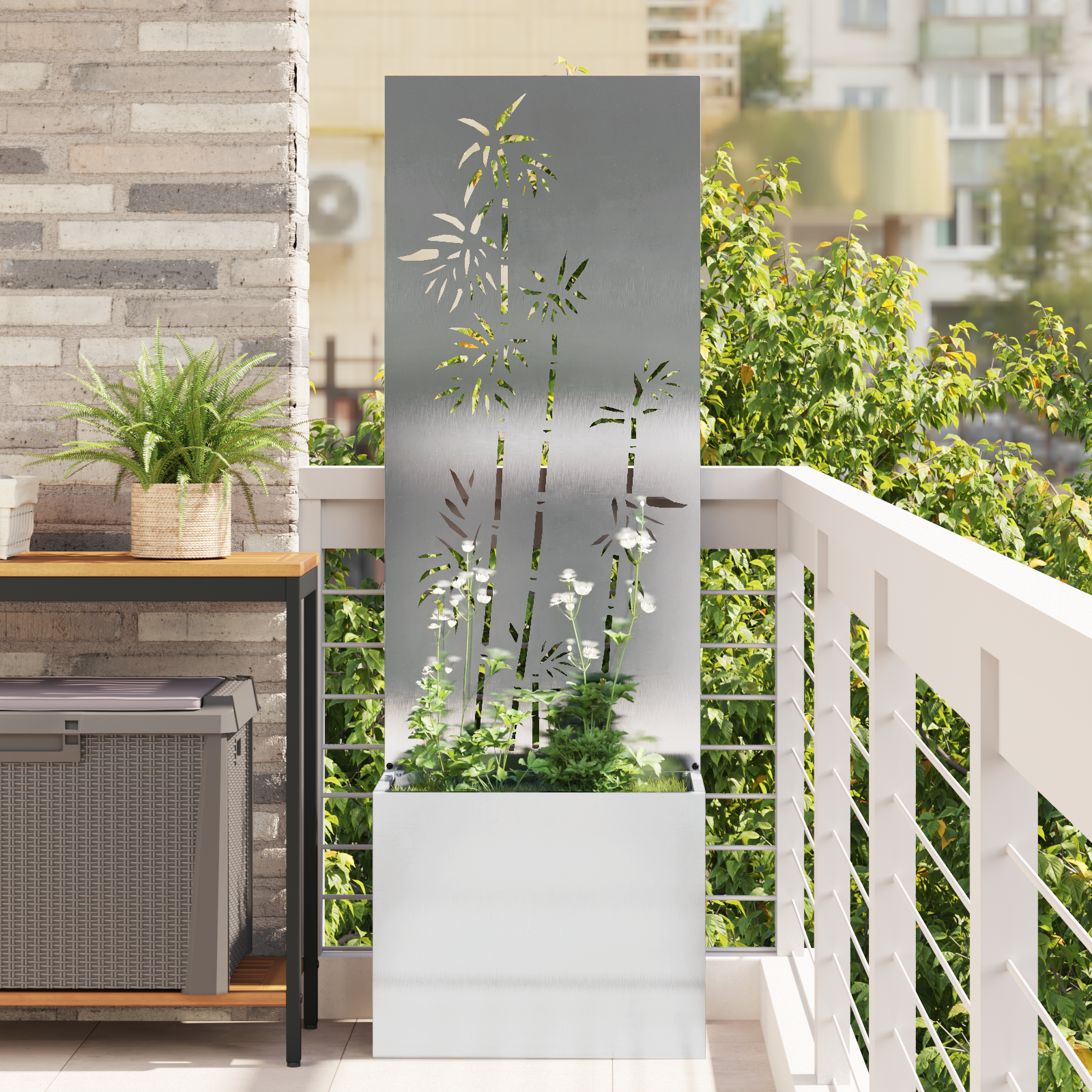 Tuinplant met Decoratief Paneel Zilver 50 x 140 cm