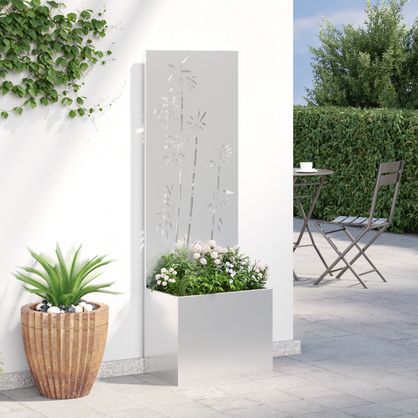 Tuinplant met Decoratief Paneel Zilver 50 x 140 cm