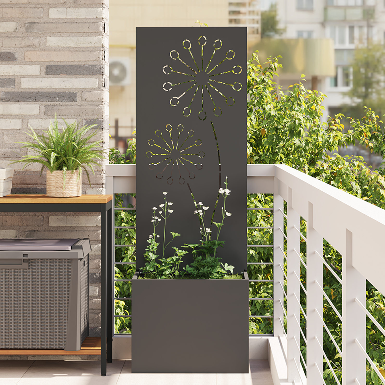 Tuinplant met Decoratief Paneel Zwart 50 x 140 cm