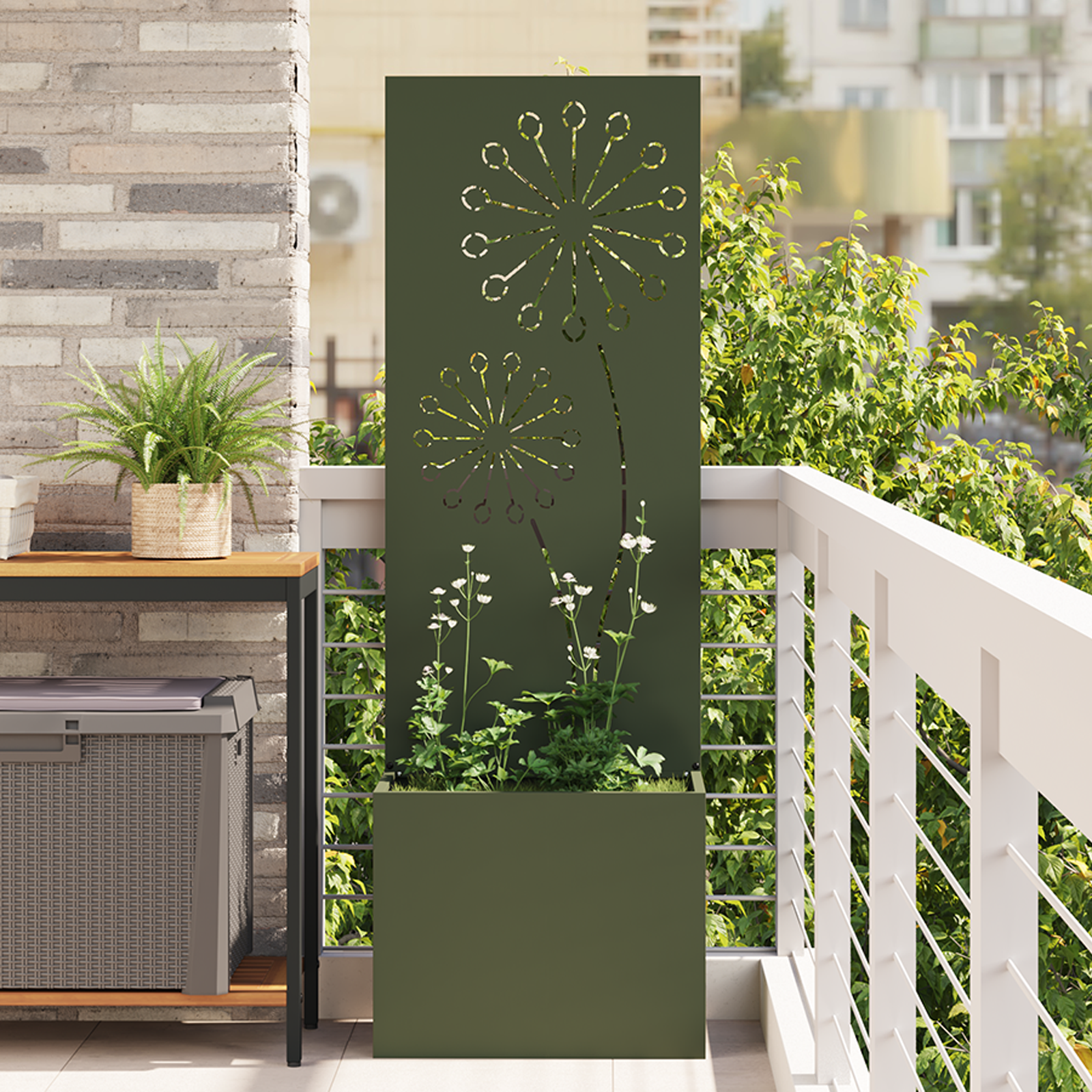 Tuinplant met Decoratief Paneel Olijfgroen 50 x 140 cm